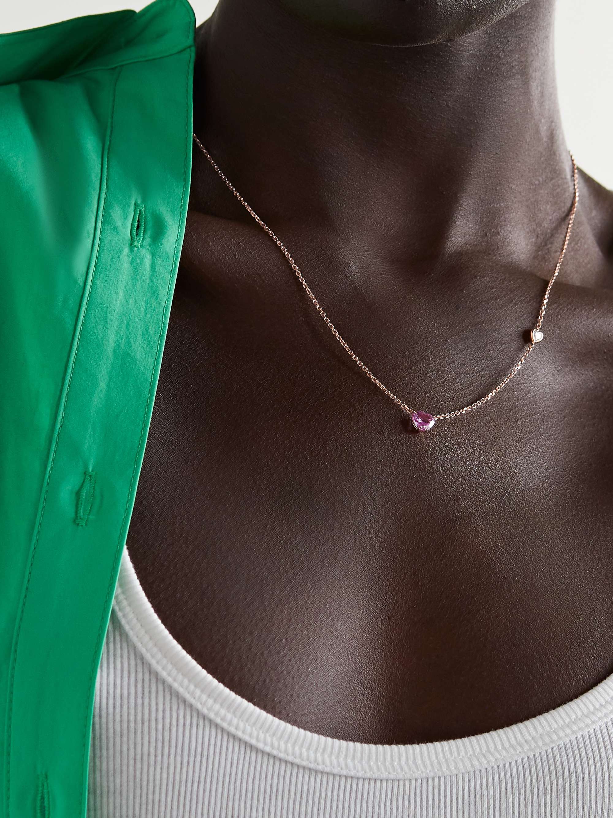 ANITA KO 18-karat rose gold, sapphire and diamond necklace