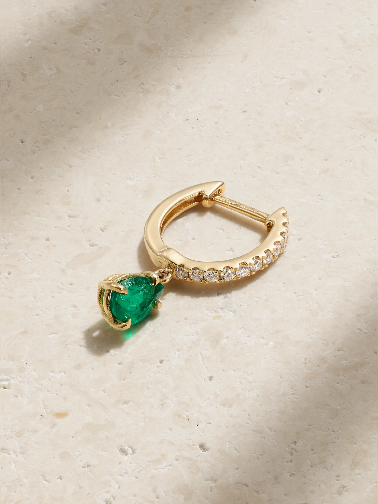 Anita Ko - 18-karat Gold, Emerald And Diamond Single Hoop Earring - Green