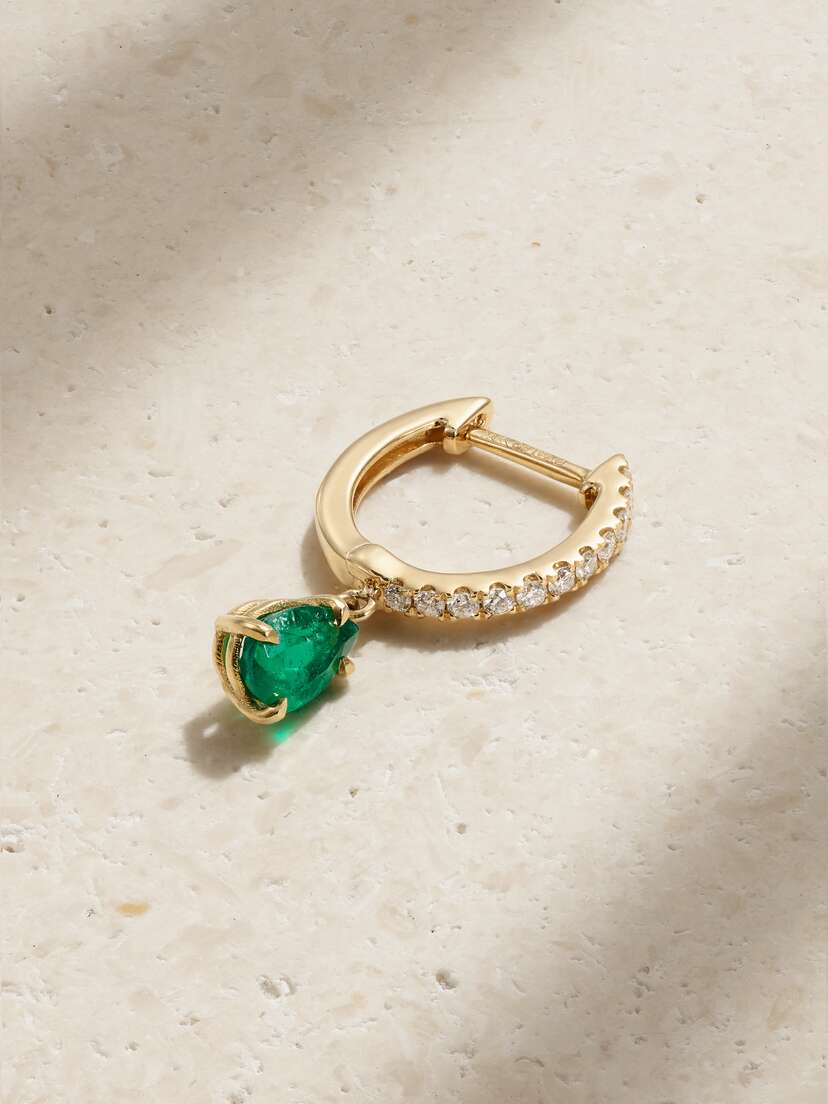 Anita Ko 18-karat Gold, Emerald And Diamond Single Hoop Earring