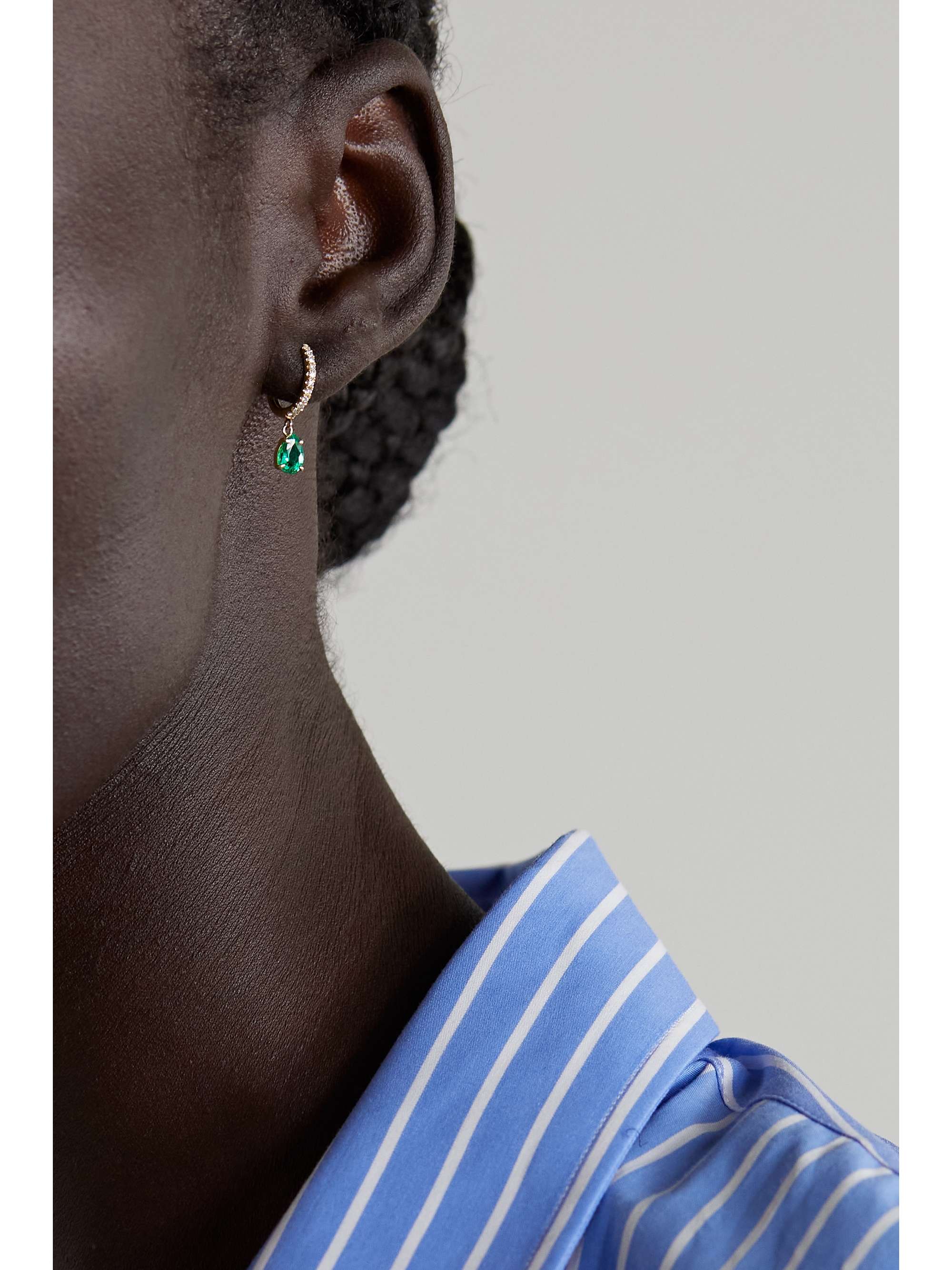 ANITA KO 18-karat gold, emerald and diamond single hoop earring