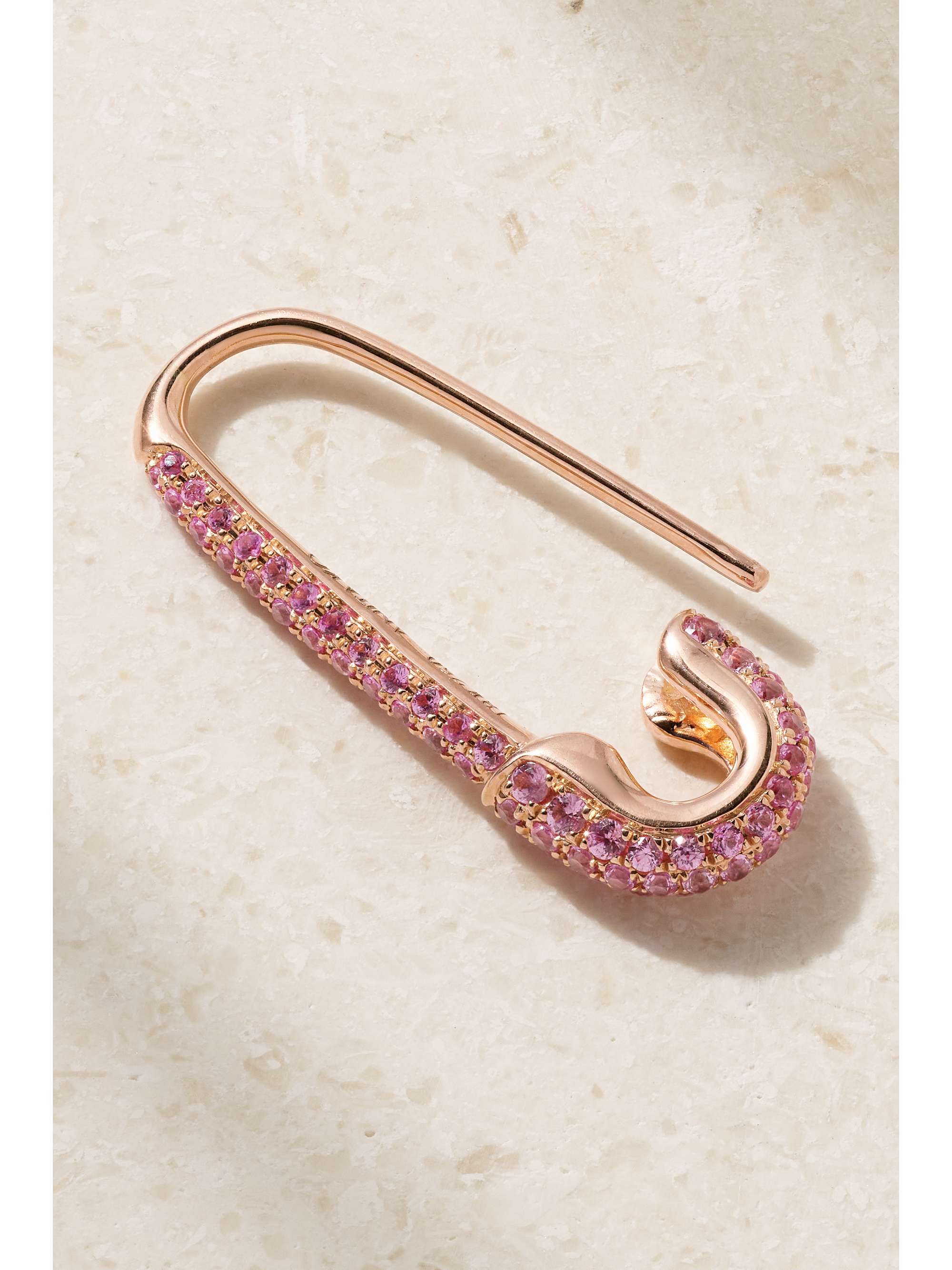 ANITA KO Safety Pin 18karat rose gold sapphire earring NETAPORTER