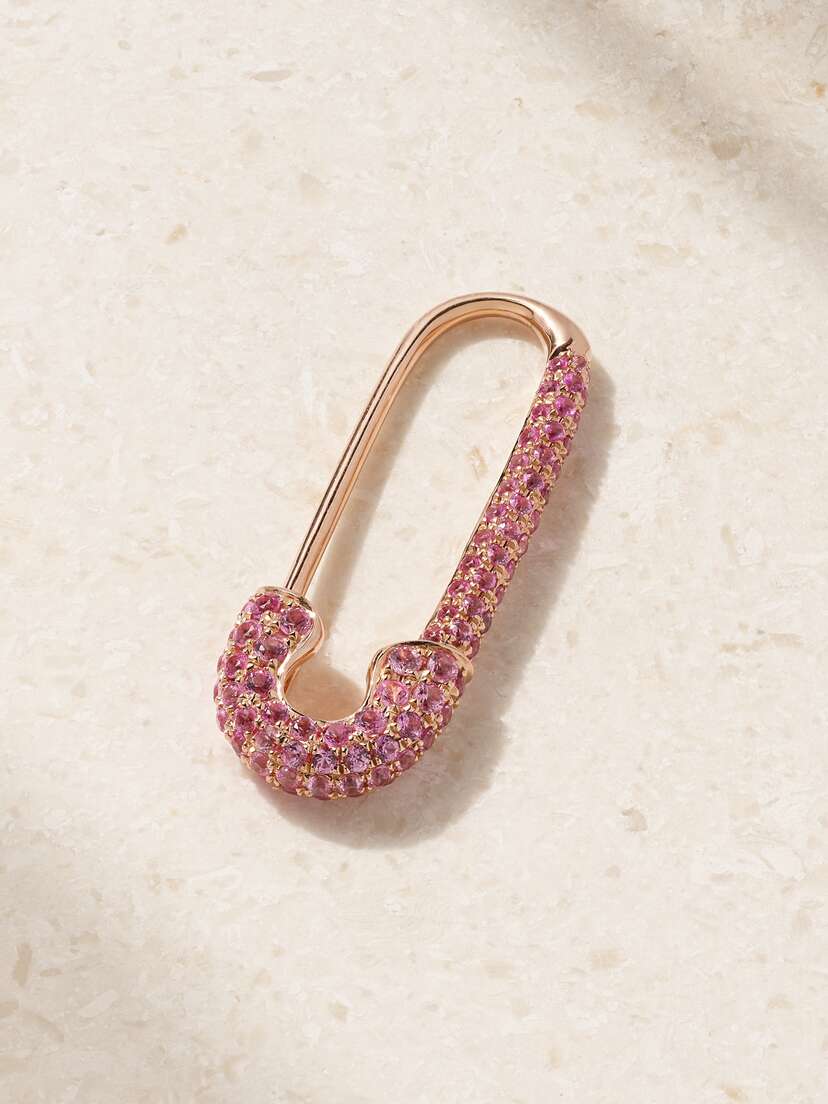 Anita Ko Safety Pin 18-karat Rose Gold Sapphire Earring
