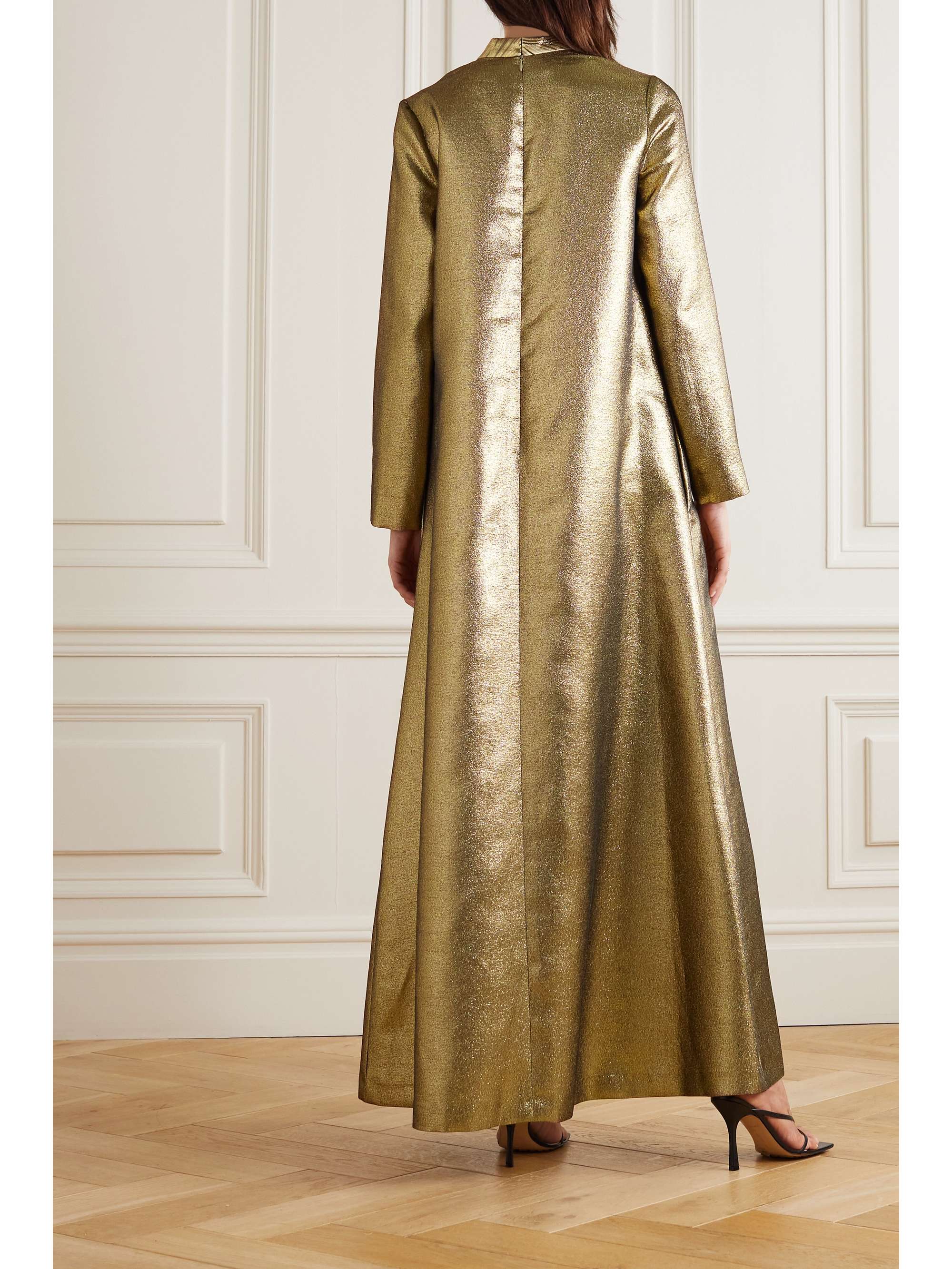 REEM ACRA 珠饰金属丝提花礼服