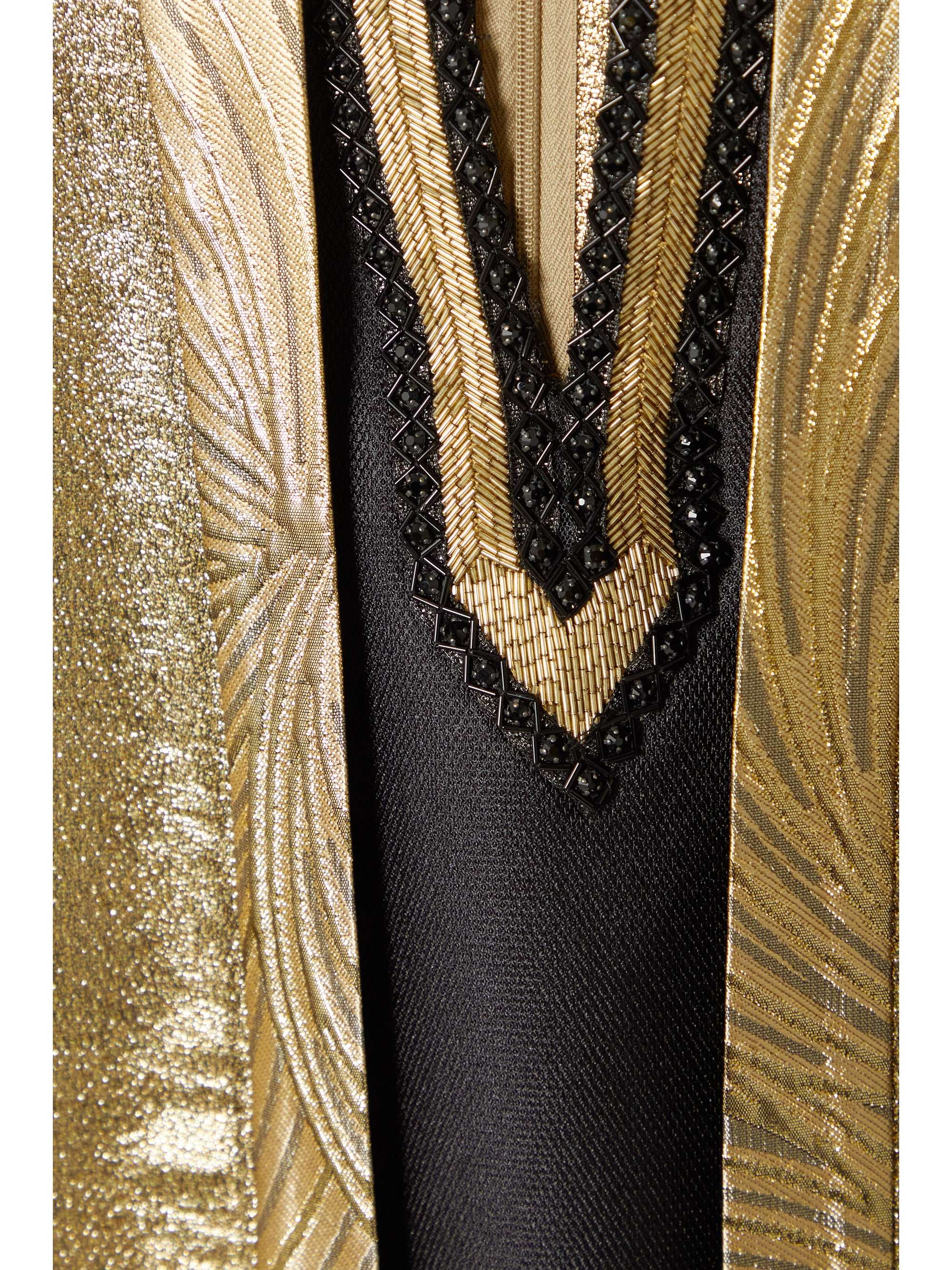 REEM ACRA 珠饰金属丝提花礼服