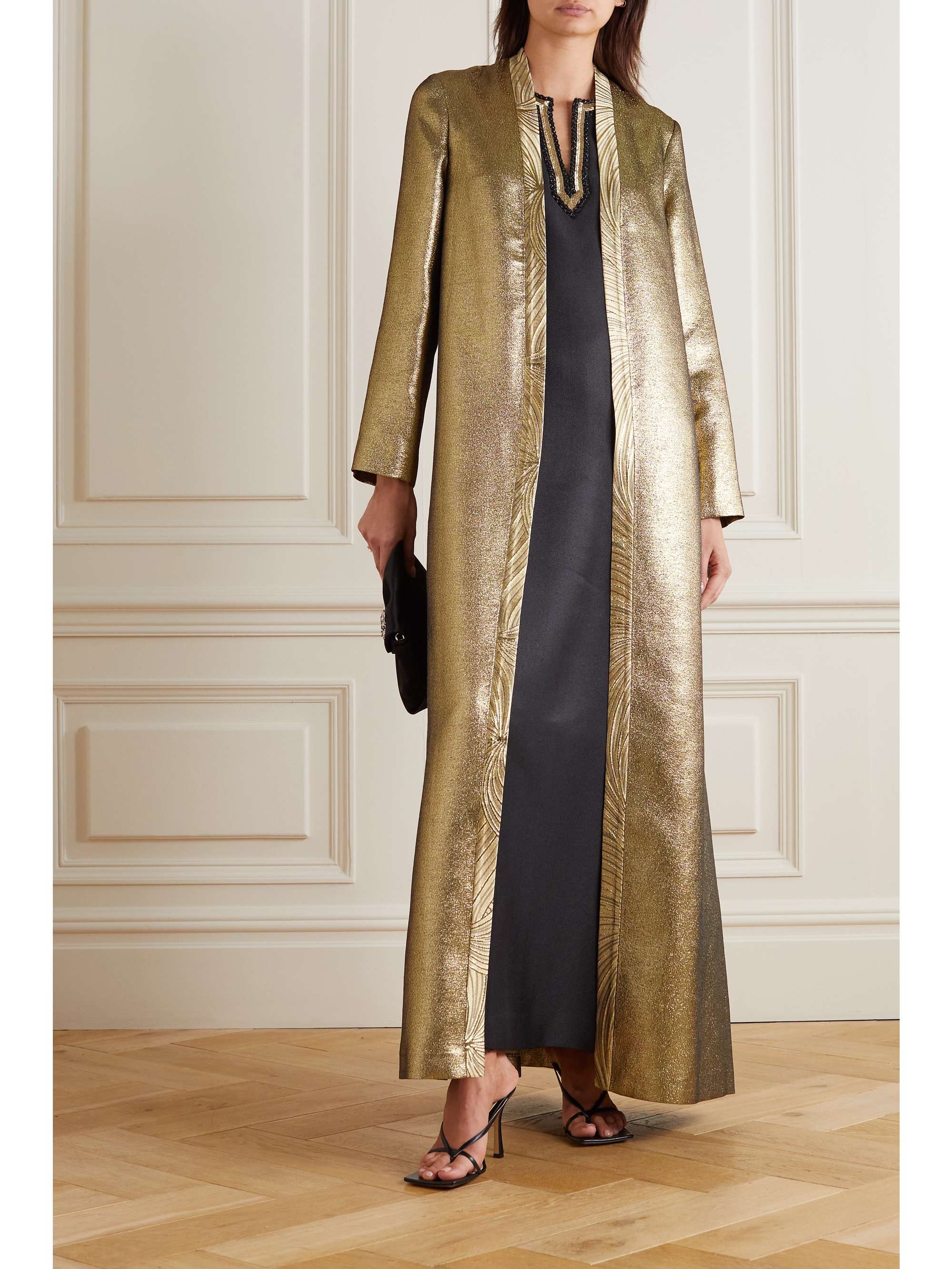 REEM ACRA 珠饰金属丝提花礼服