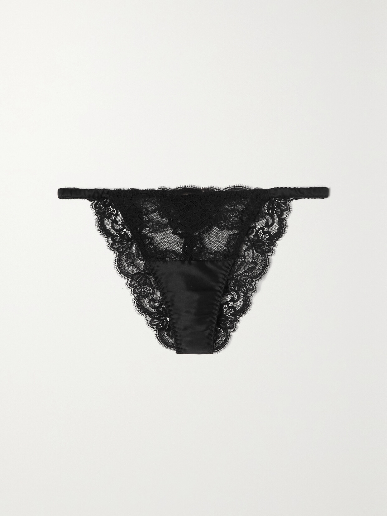 Coco de Mer Seraphine Silk-blend Satin-trimmed Lace Briefs - Black