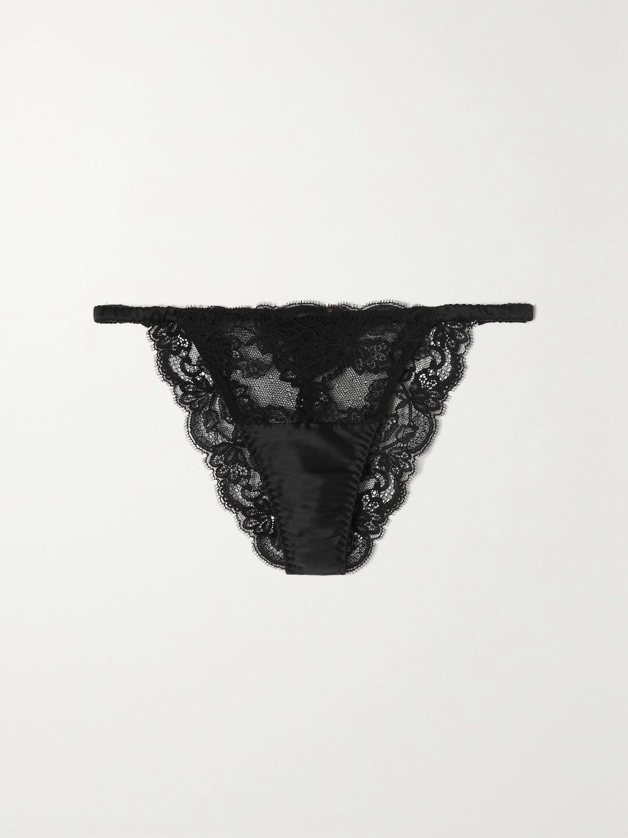 COCO DE MER Seraphine silk-blend satin-trimmed lace briefs | NET-A-PORTER