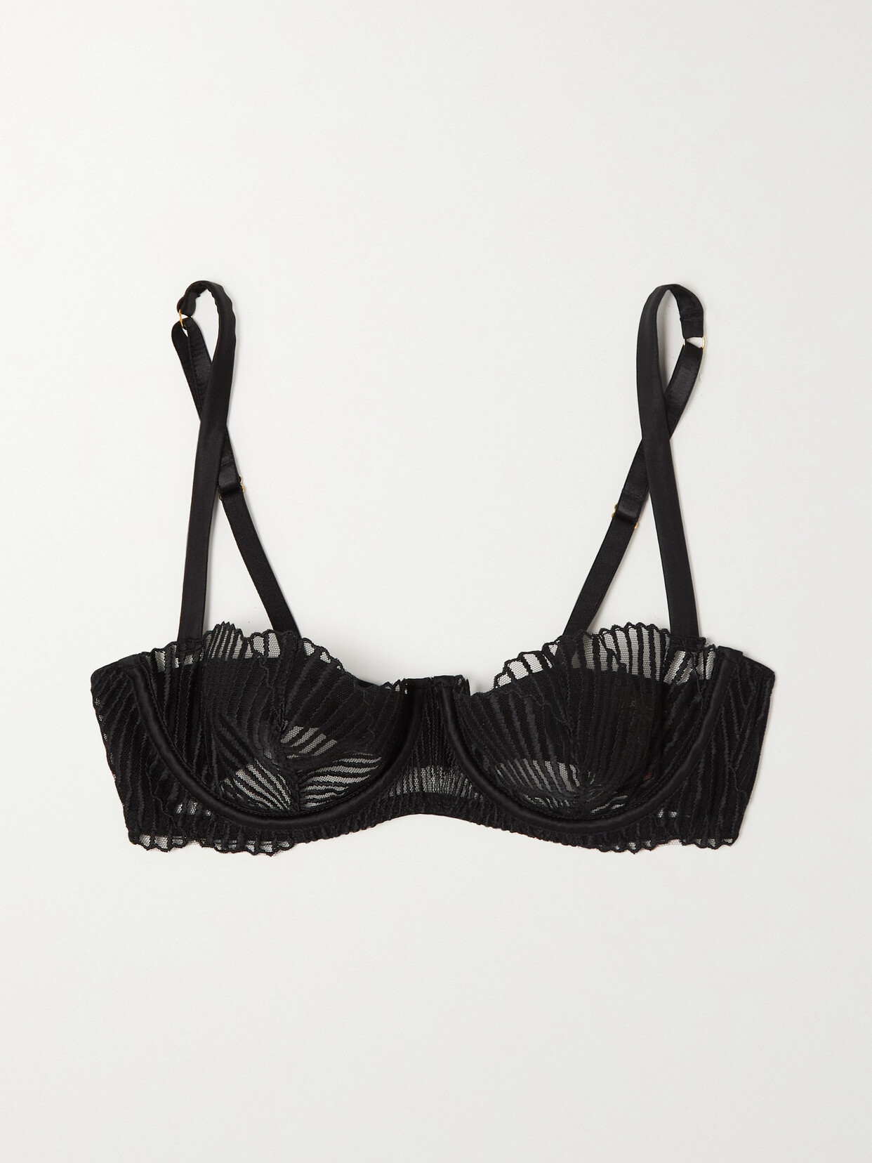 Coco de Mer Athena Satin-trimmed Embroidered Tulle Underwired Bra - Black