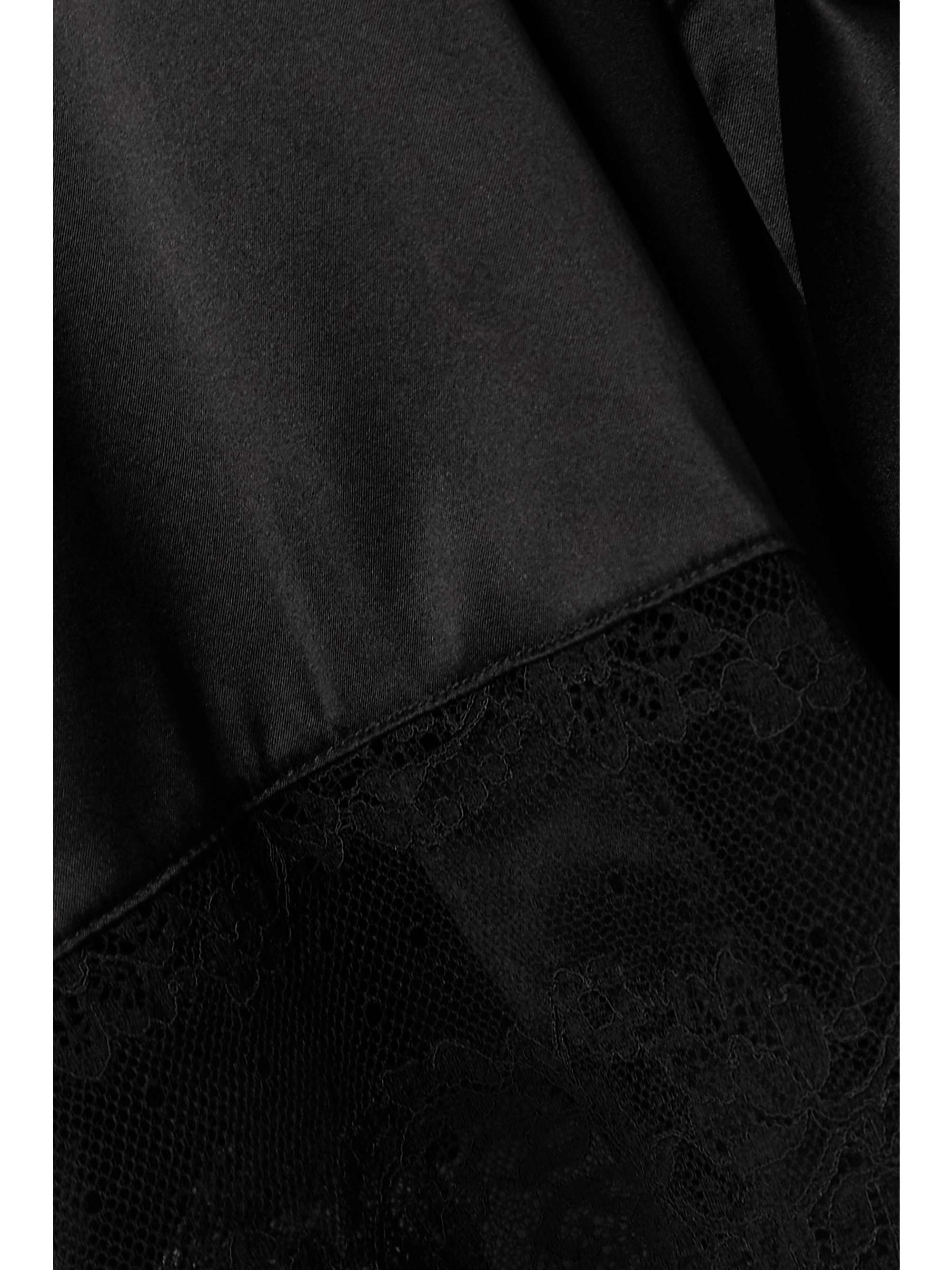 COCO DE MER Seraphine lace-trimmed silk-blend satin robe
