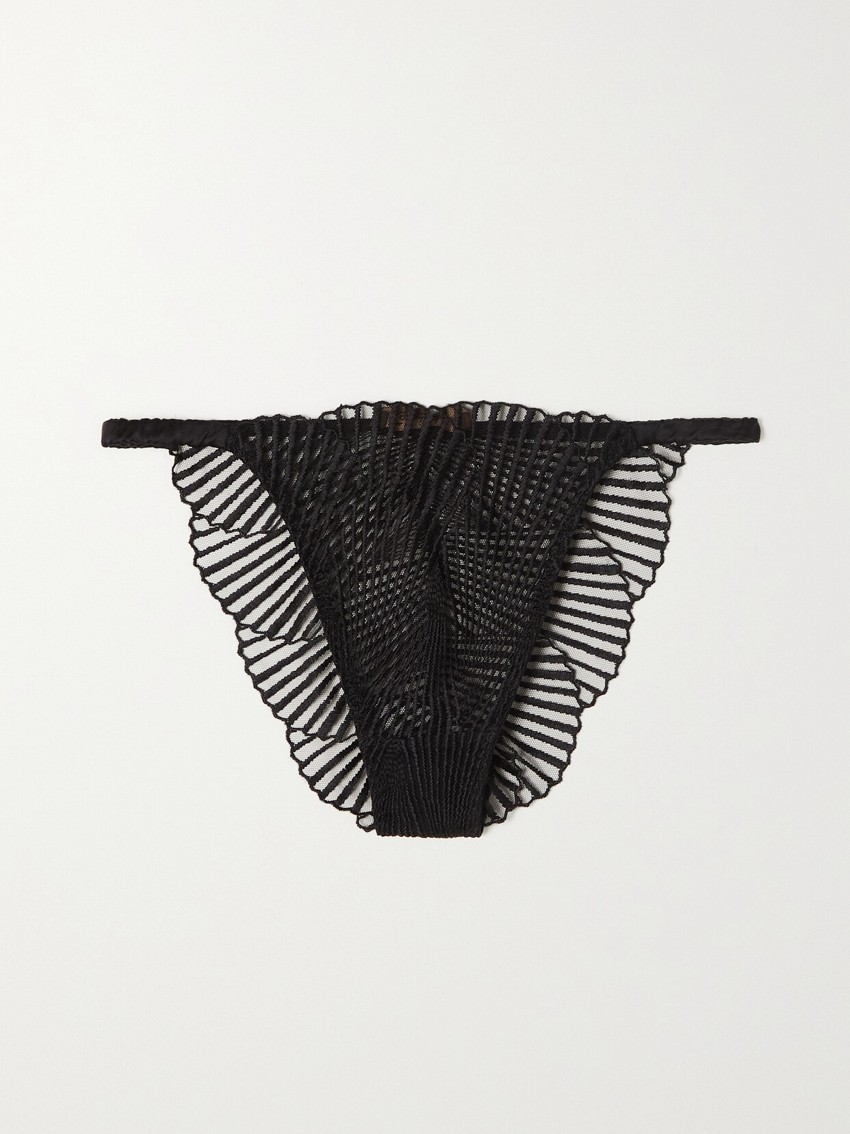 Coco De Mer Athena Embroidered Tulle Briefs In Black