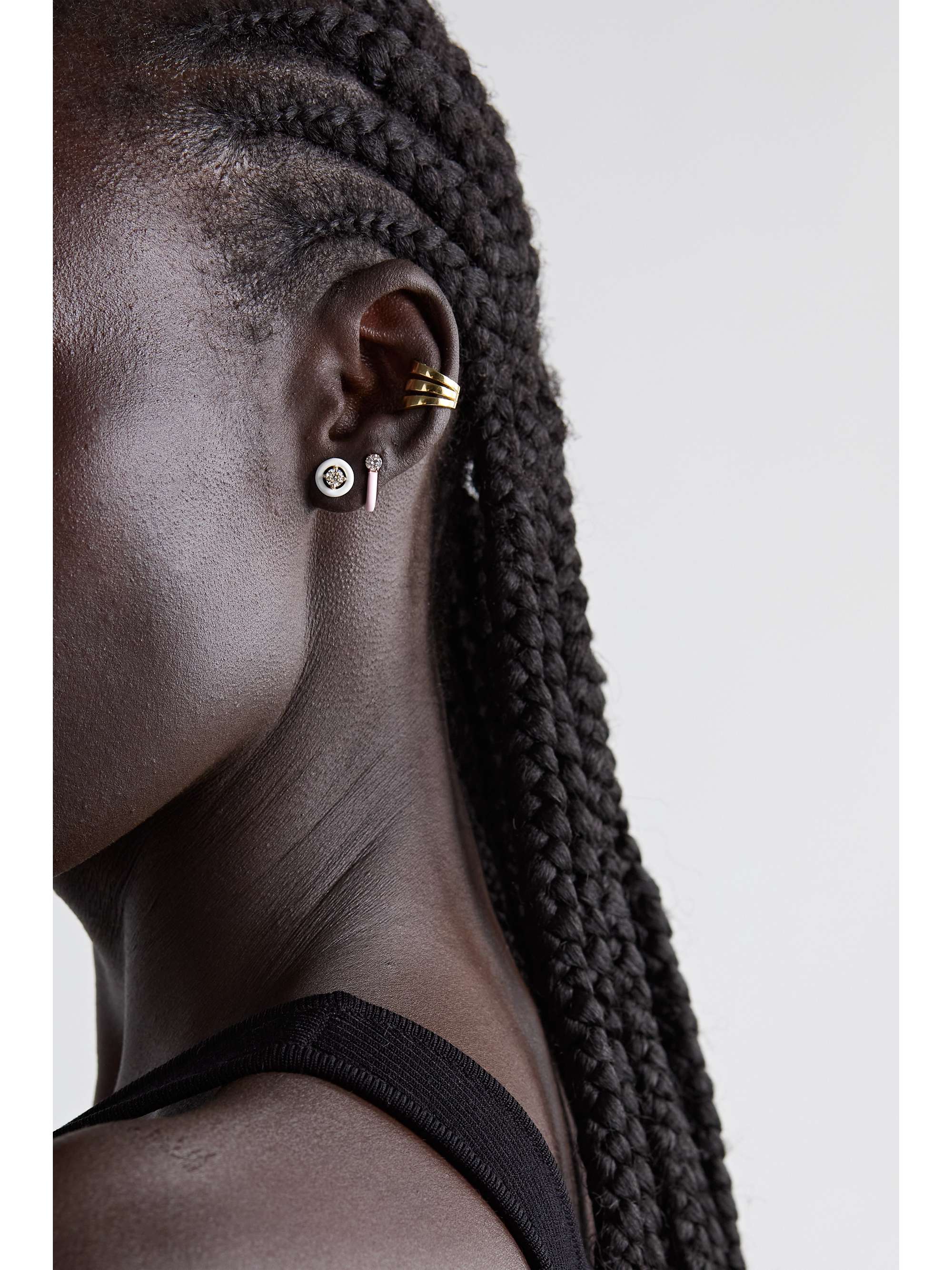 MELISSA KAYE Sylvie 18-karat gold, enamel and diamond earrings