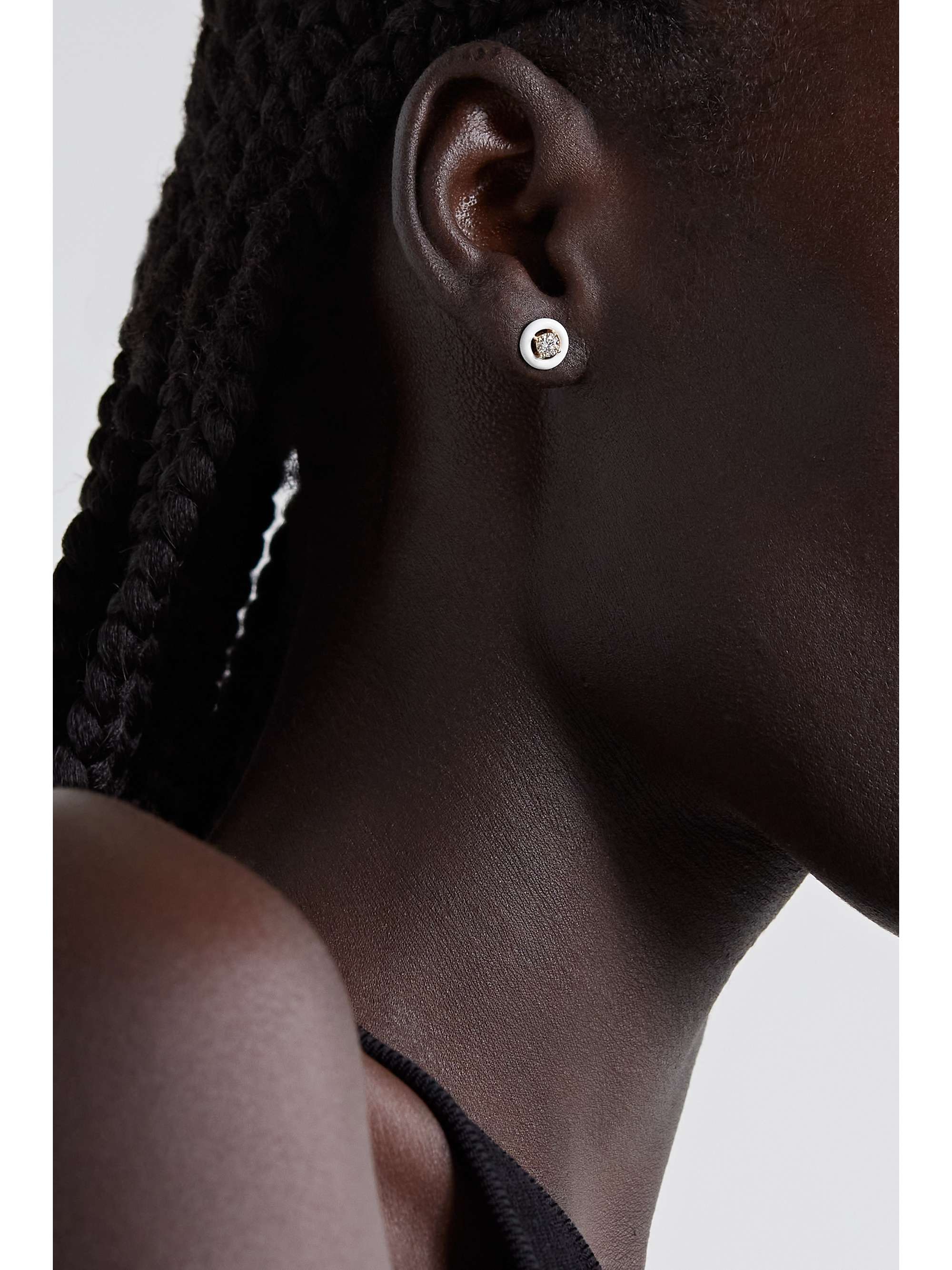 MELISSA KAYE Sylvie 18-karat gold, enamel and diamond earrings