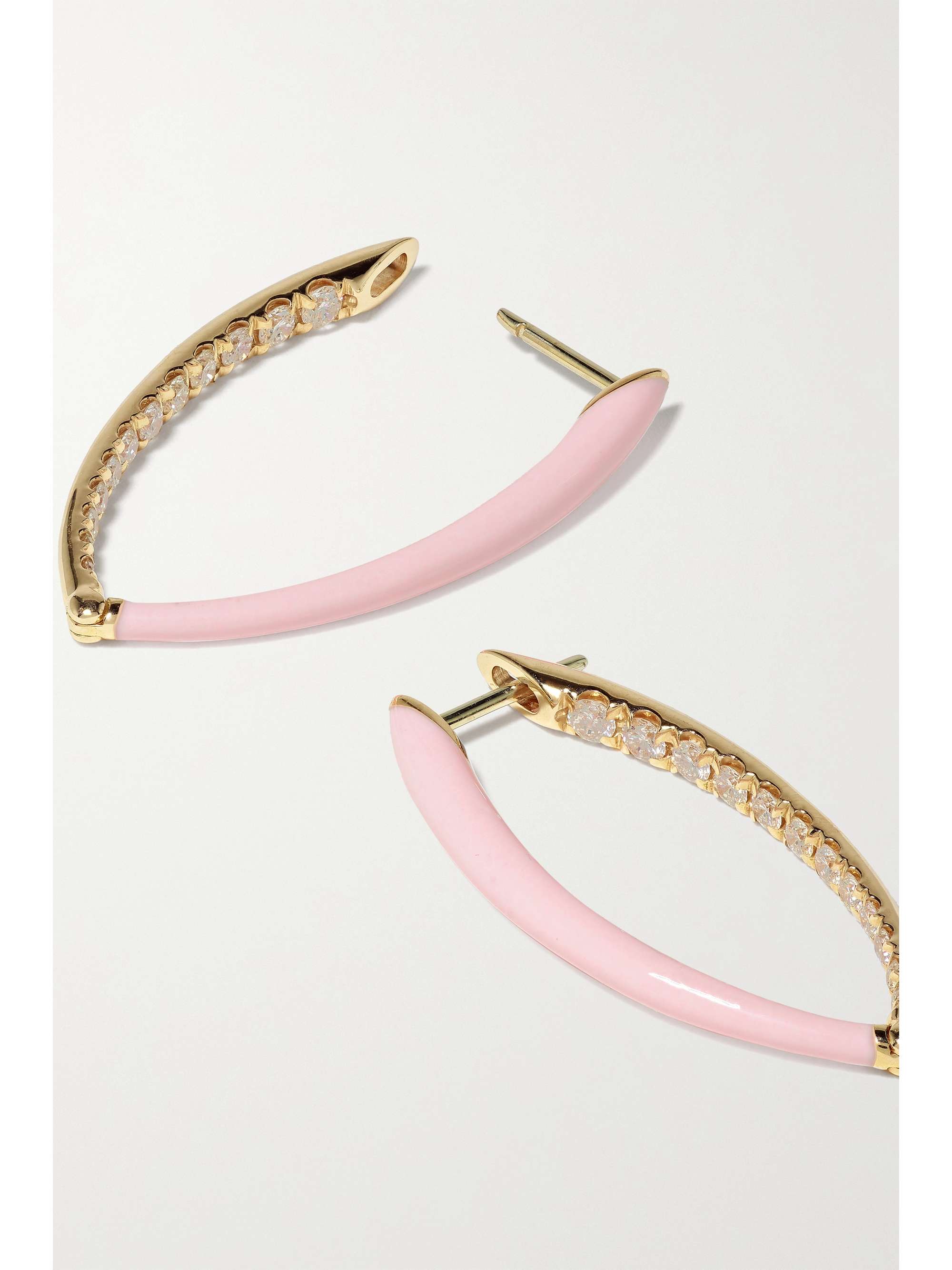MELISSA KAYE Cristina medium 18-karat gold, diamond and enamel earrings