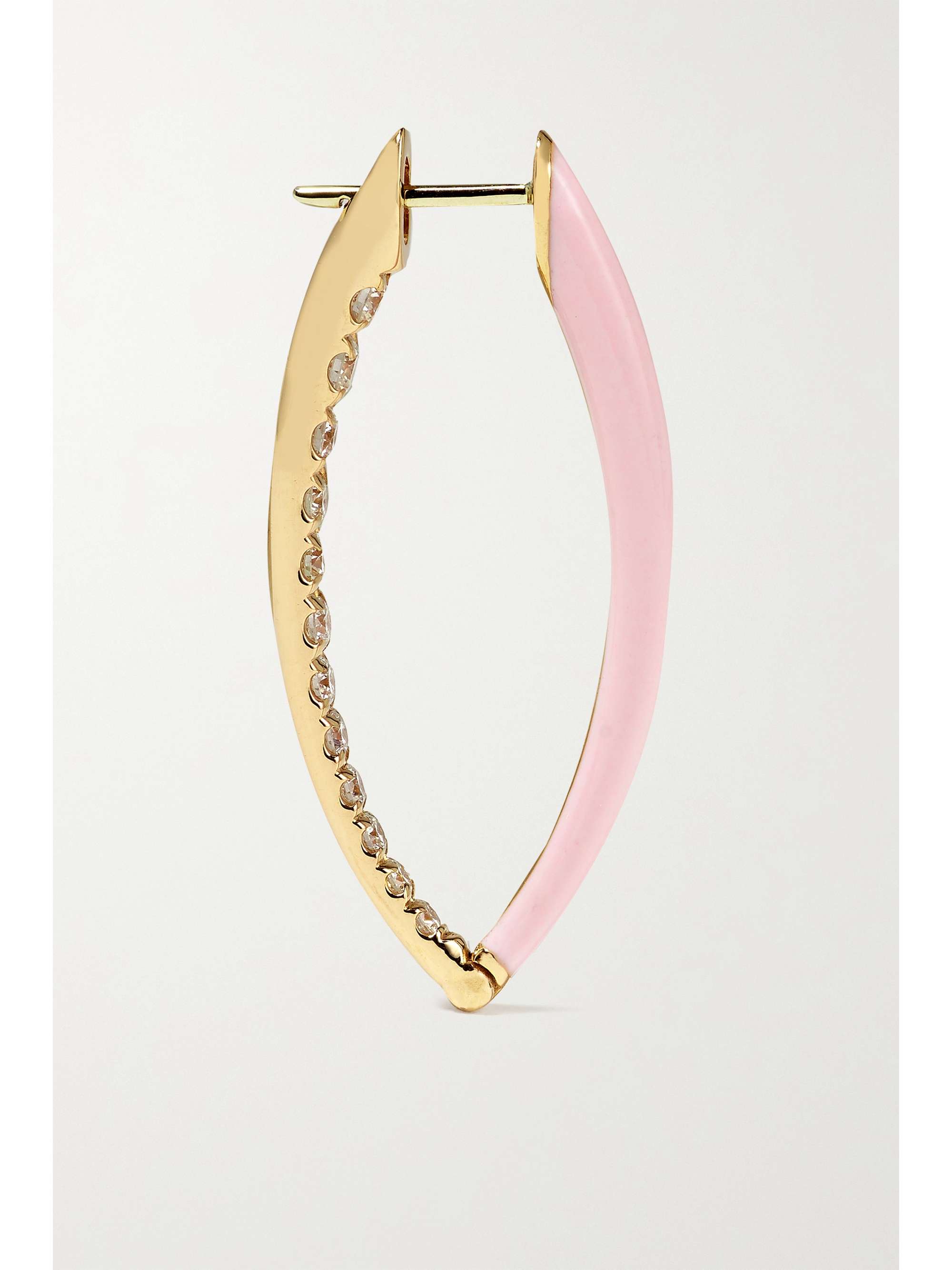 MELISSA KAYE Cristina medium 18-karat gold, diamond and enamel earrings