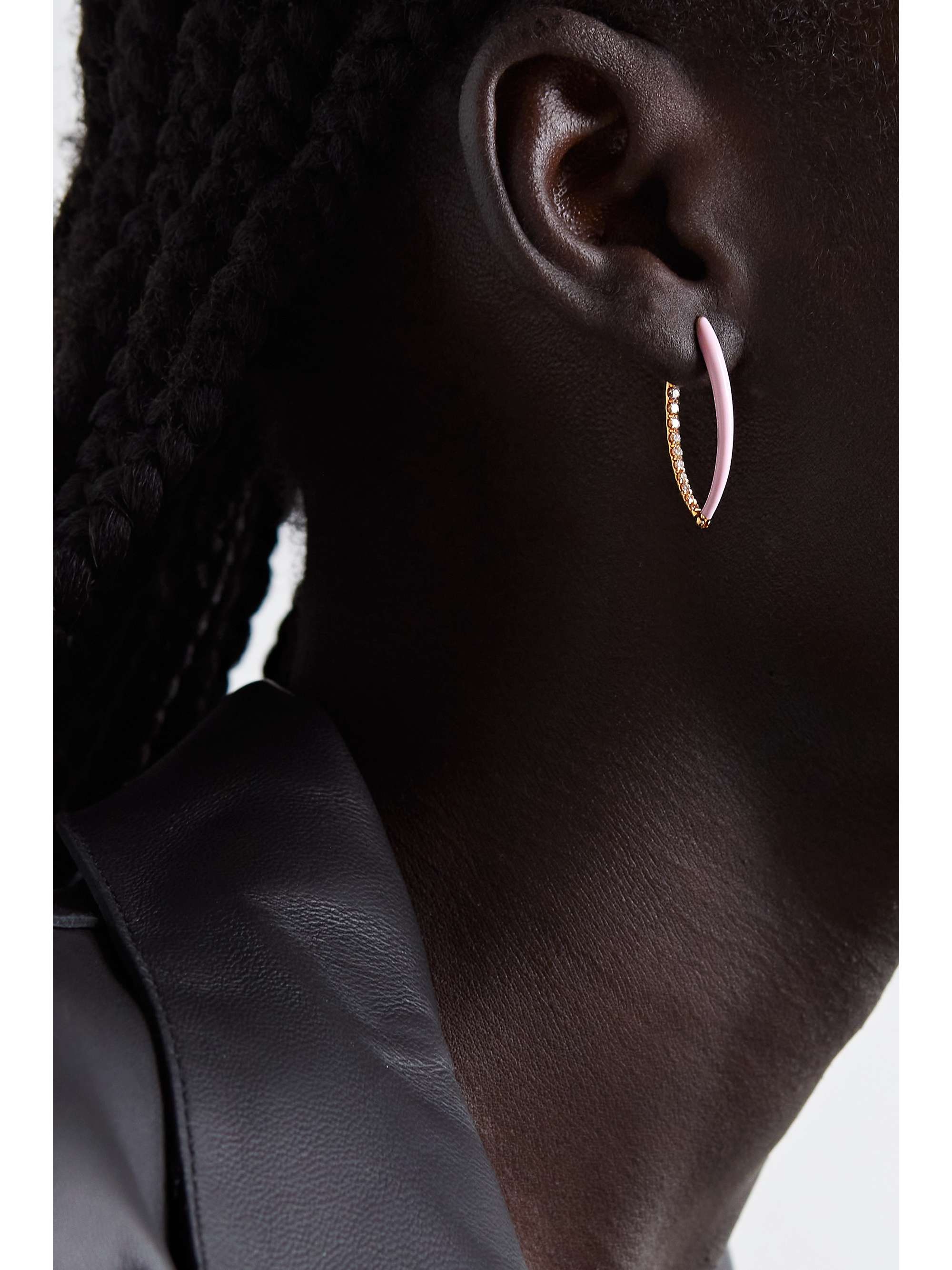 MELISSA KAYE Cristina medium 18-karat gold, diamond and enamel earrings