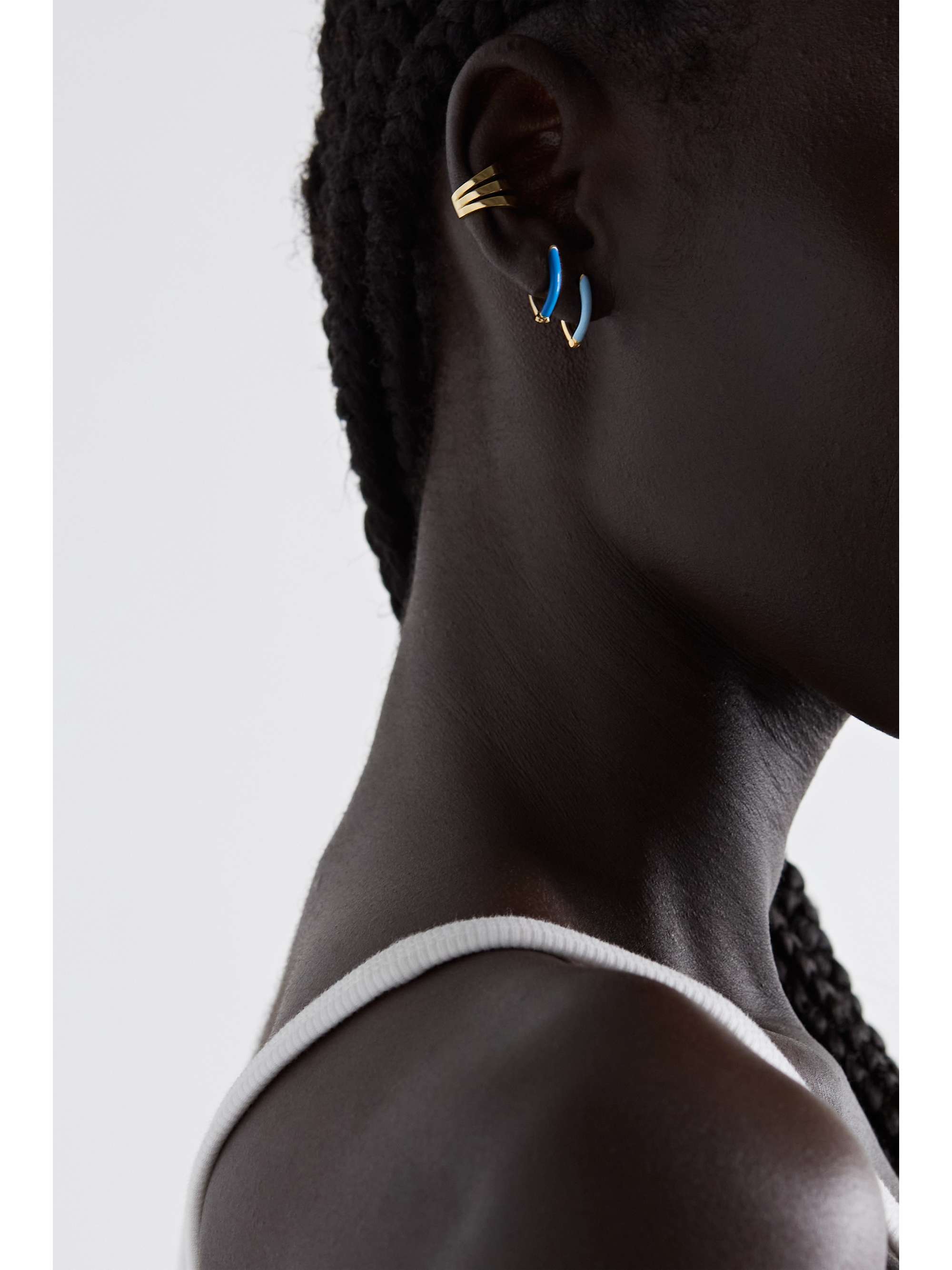 MELISSA KAYE Cristina small 18-karat gold and enamel earrings