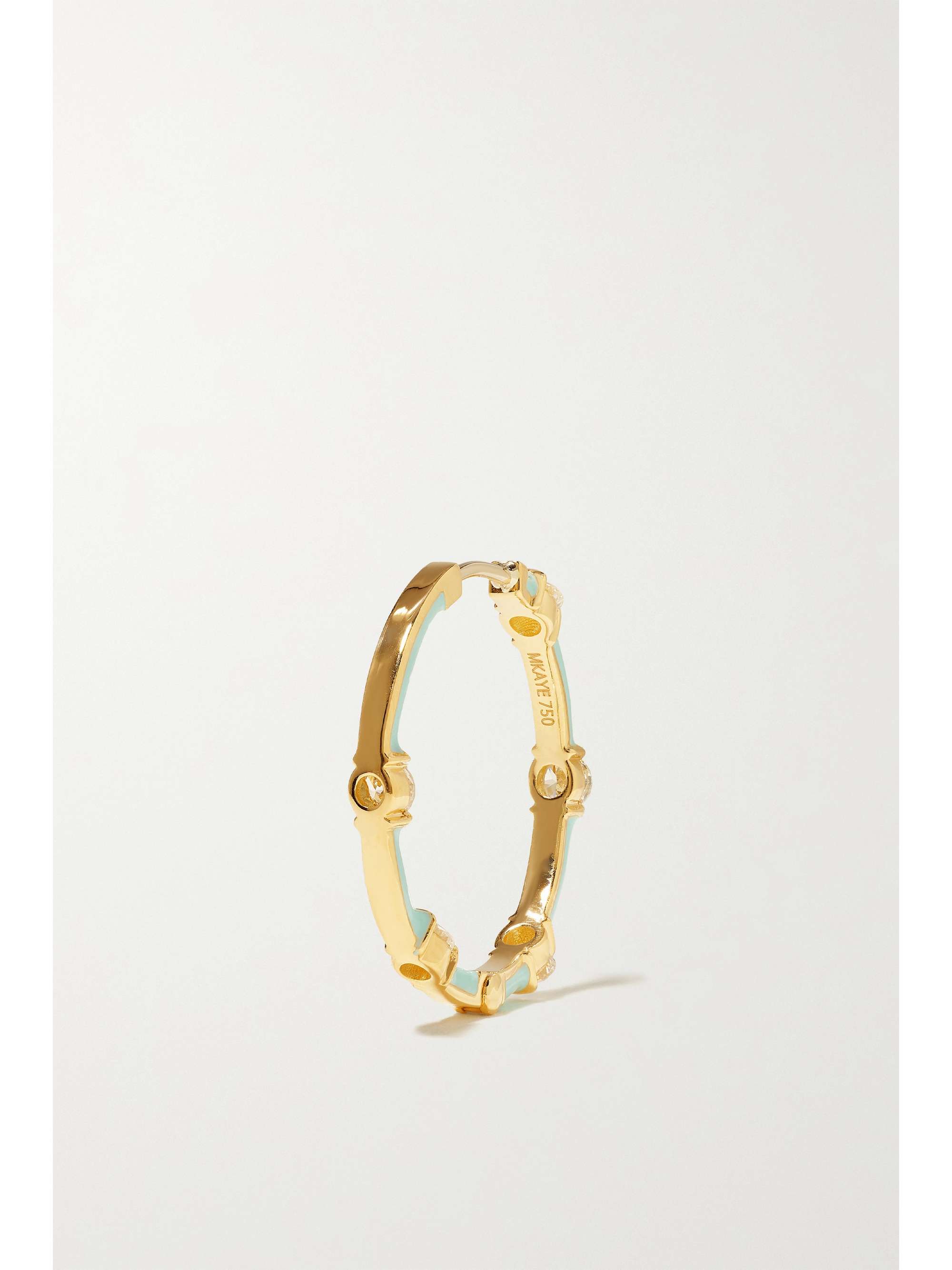 MELISSA KAYE Zea small 18-karat gold, enamel and diamond hoop earrings