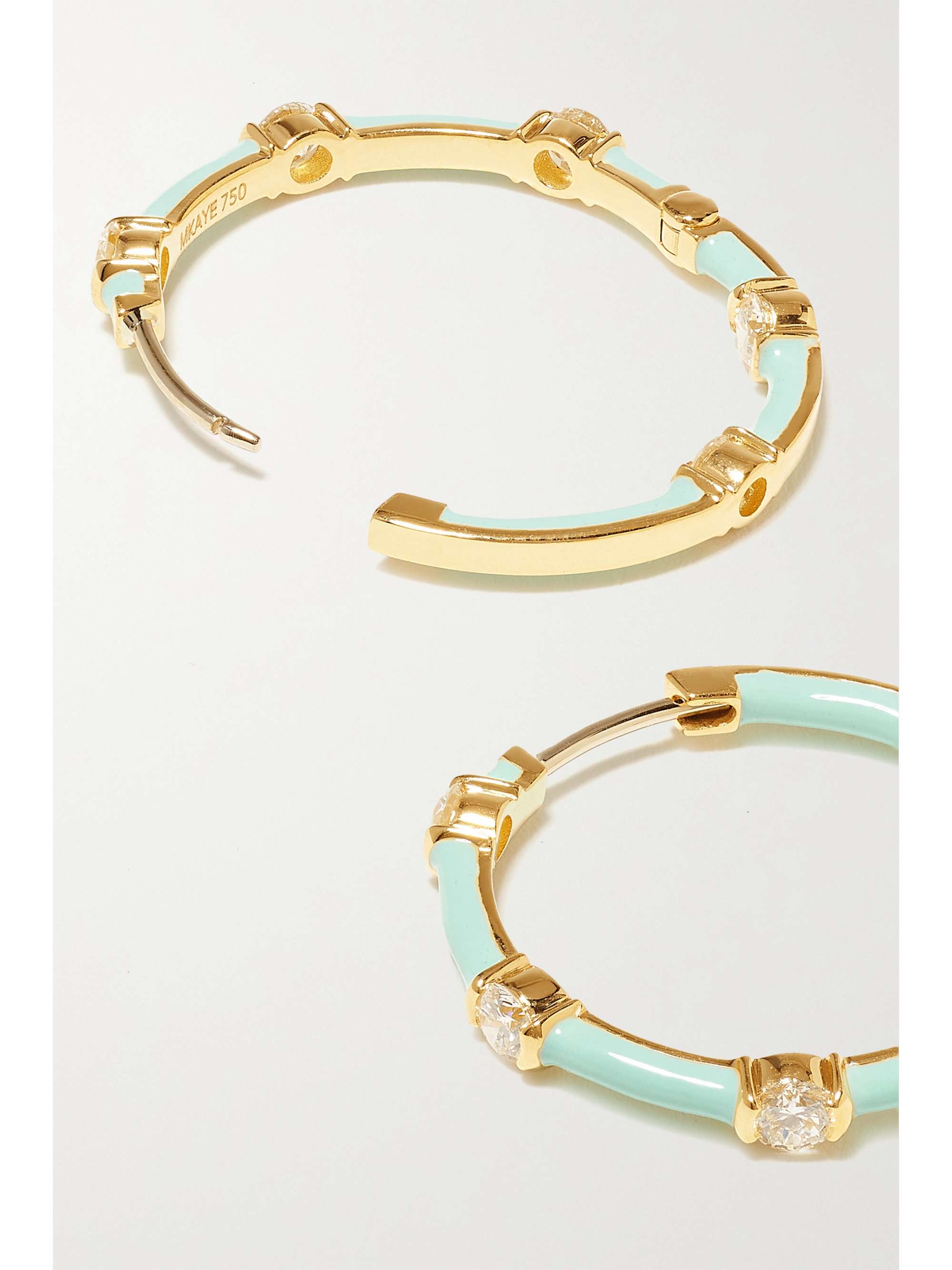 MELISSA KAYE Zea small 18-karat gold, enamel and diamond hoop earrings