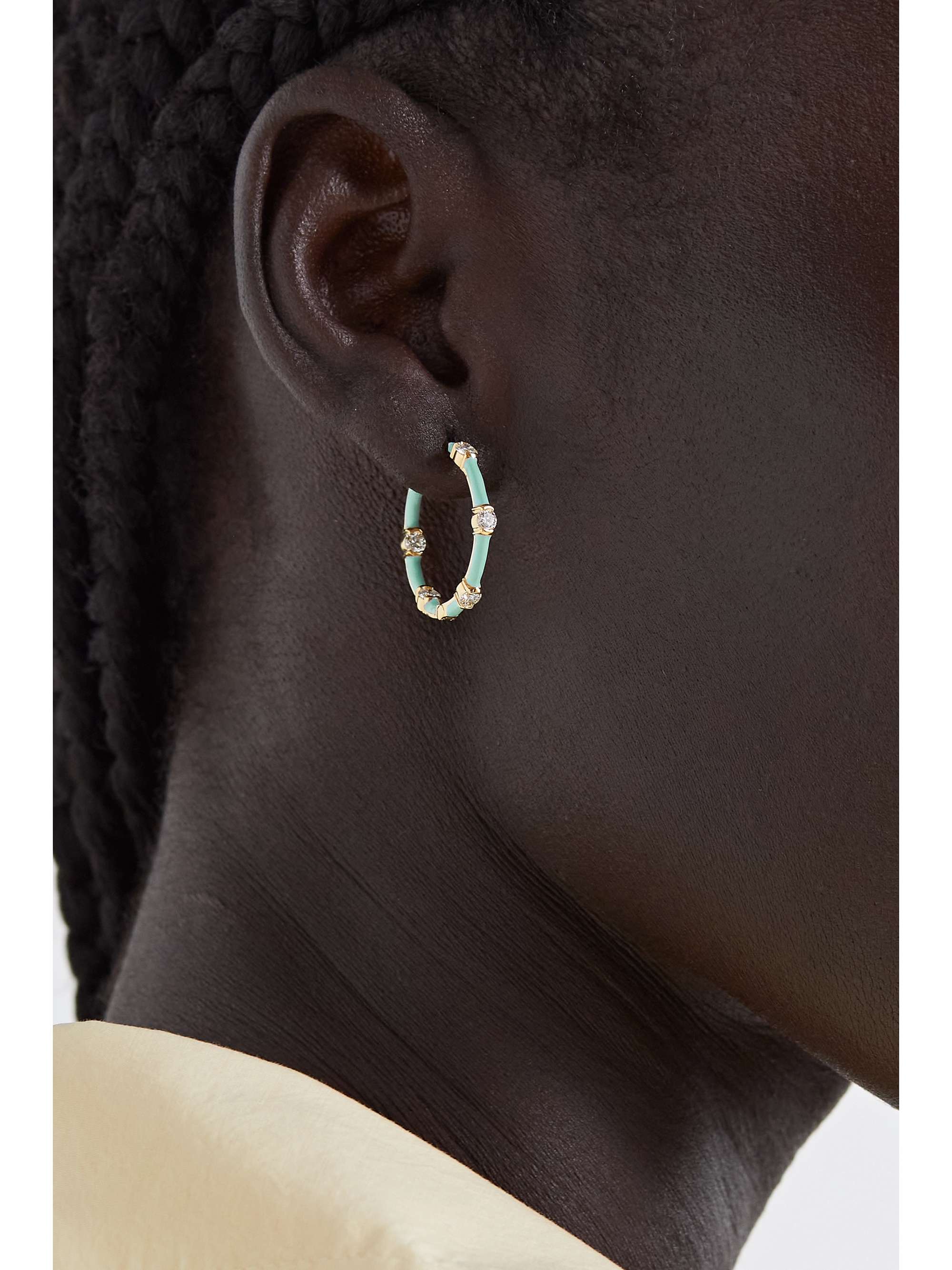 MELISSA KAYE Zea small 18-karat gold, enamel and diamond hoop earrings