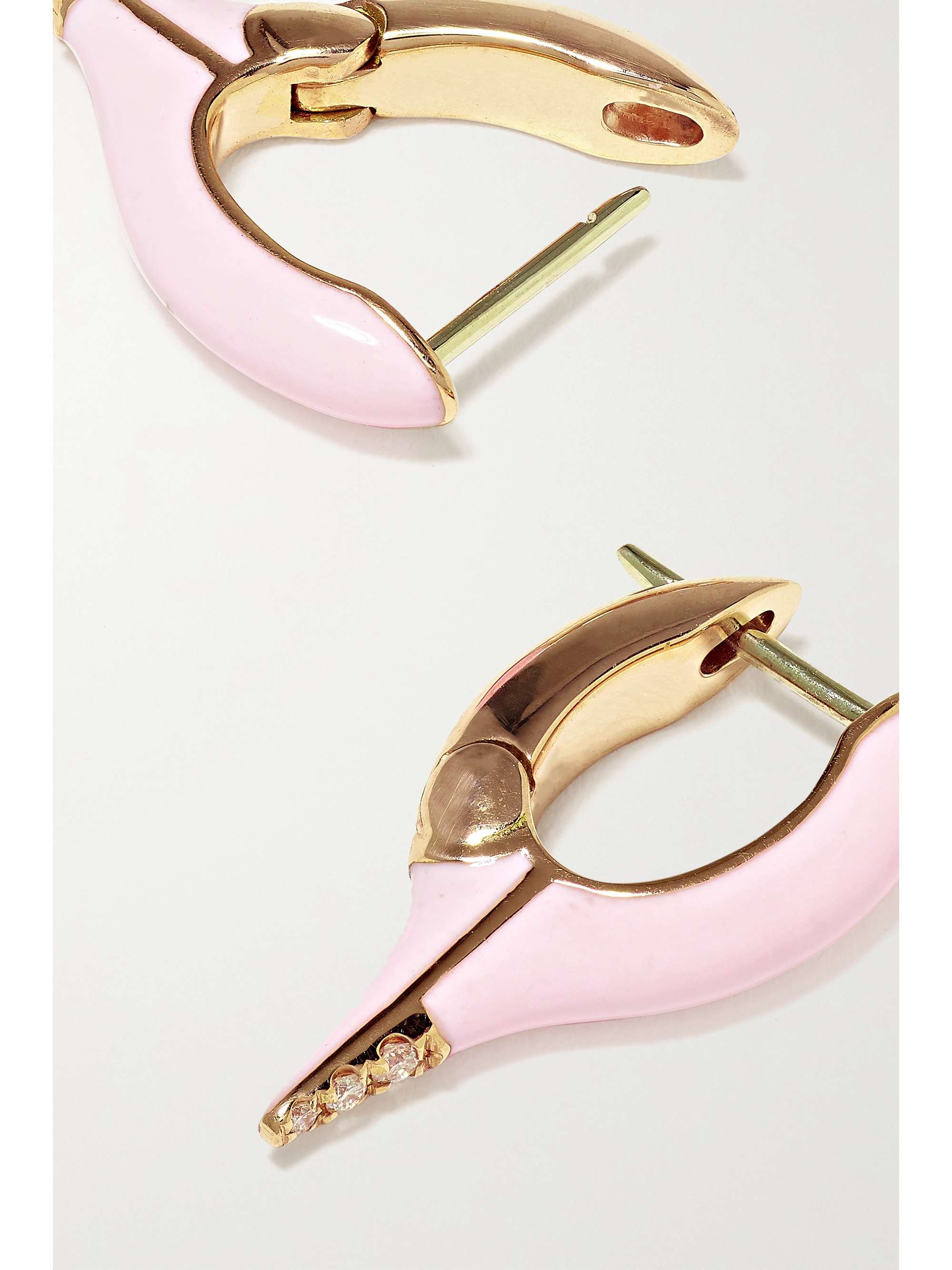 MELISSA KAYE Lola mini 18-karat rose gold, enamel and diamond earrings