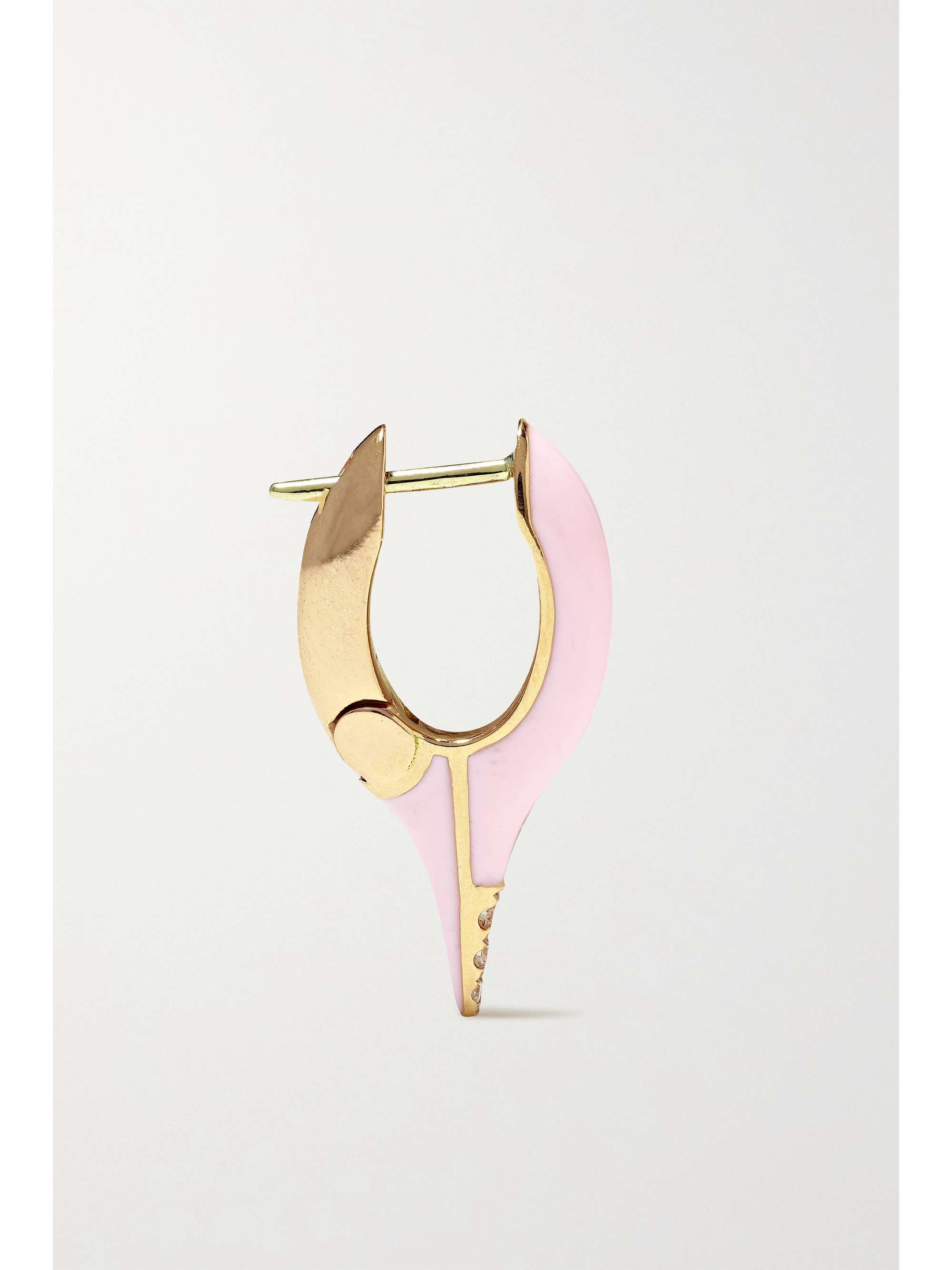 MELISSA KAYE Lola mini 18-karat rose gold, enamel and diamond earrings