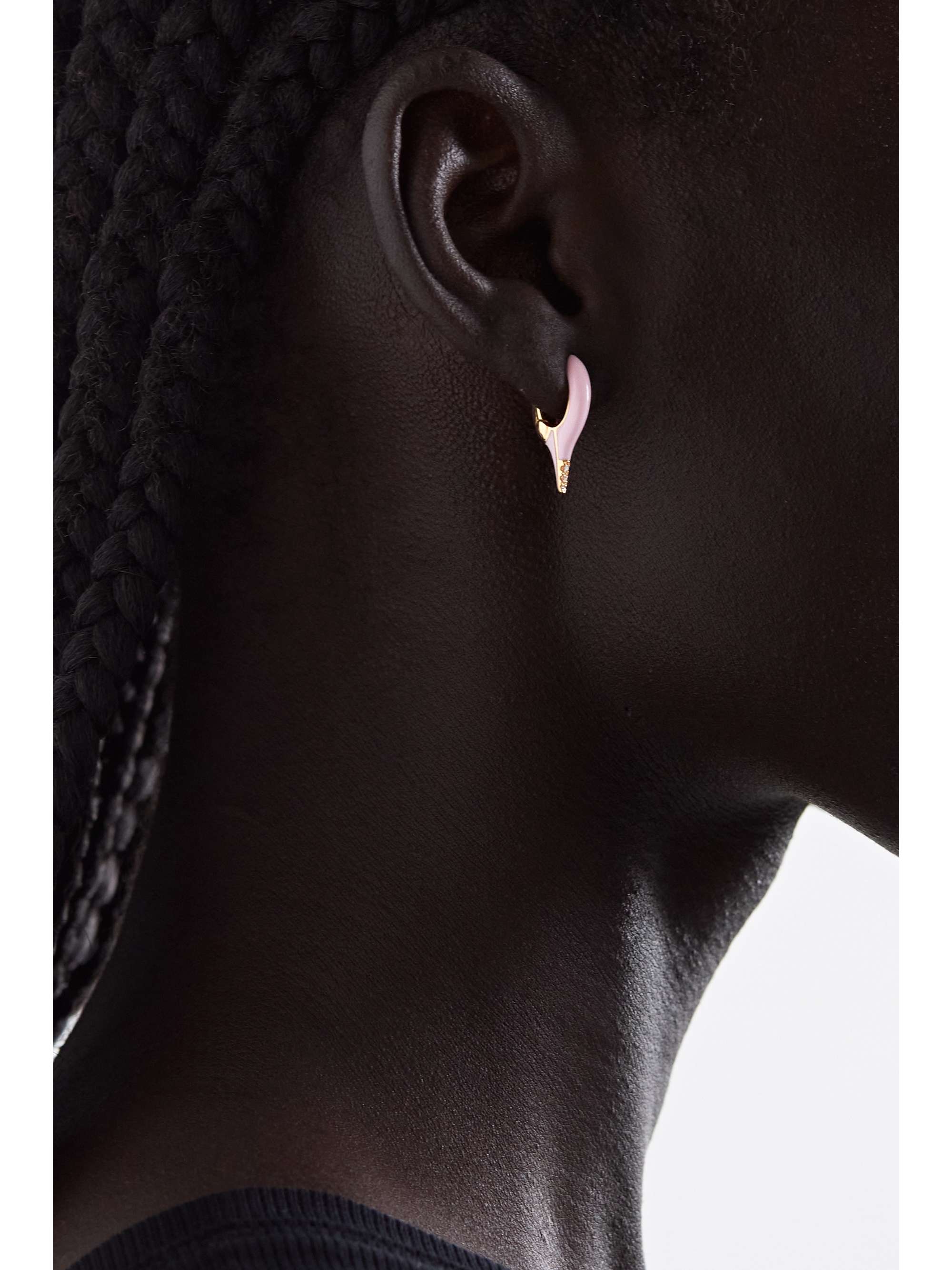 MELISSA KAYE Lola mini 18-karat rose gold, enamel and diamond earrings