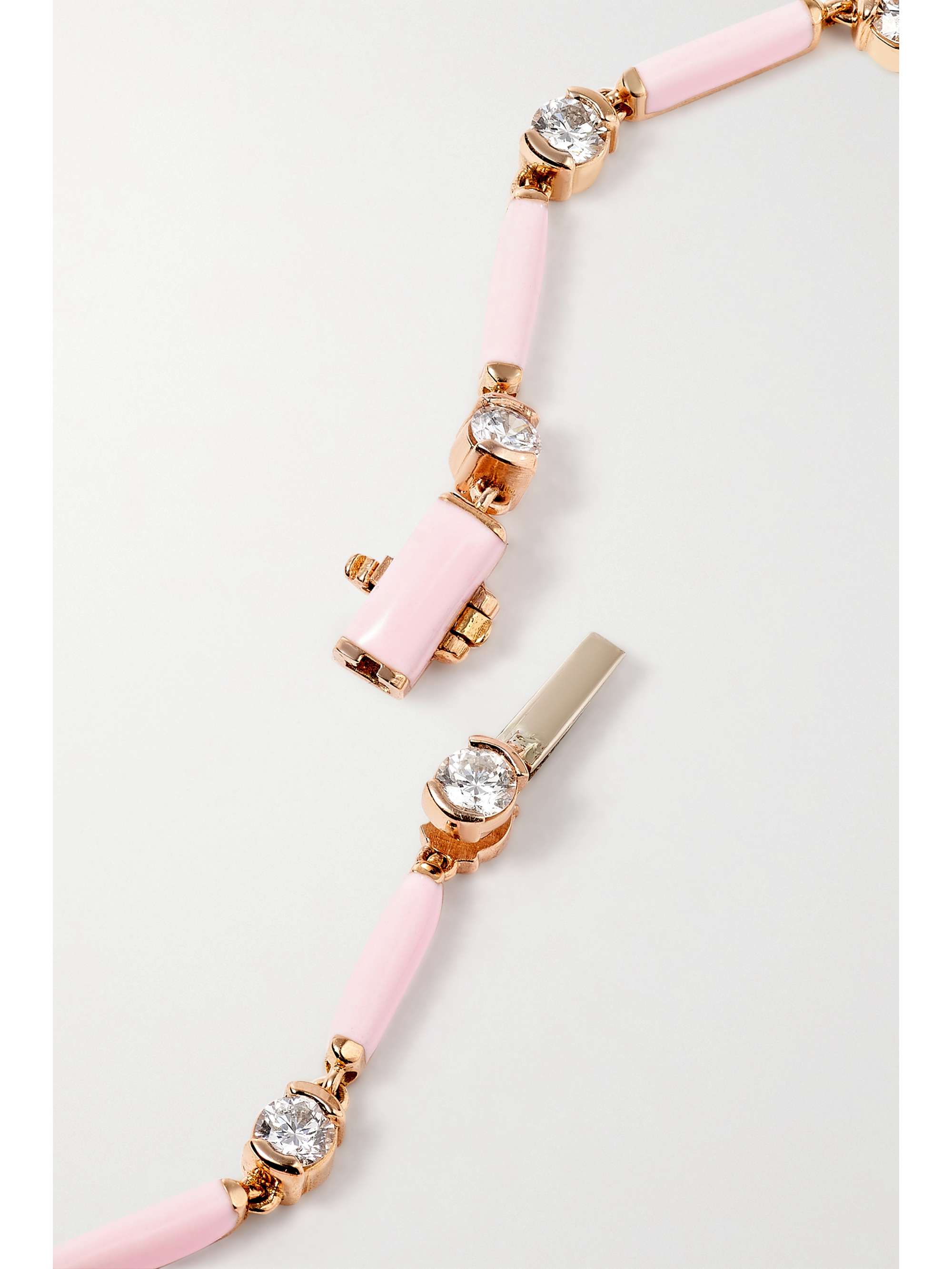MELISSA KAYE Zea 18-karat rose gold, enamel and diamond bracelet