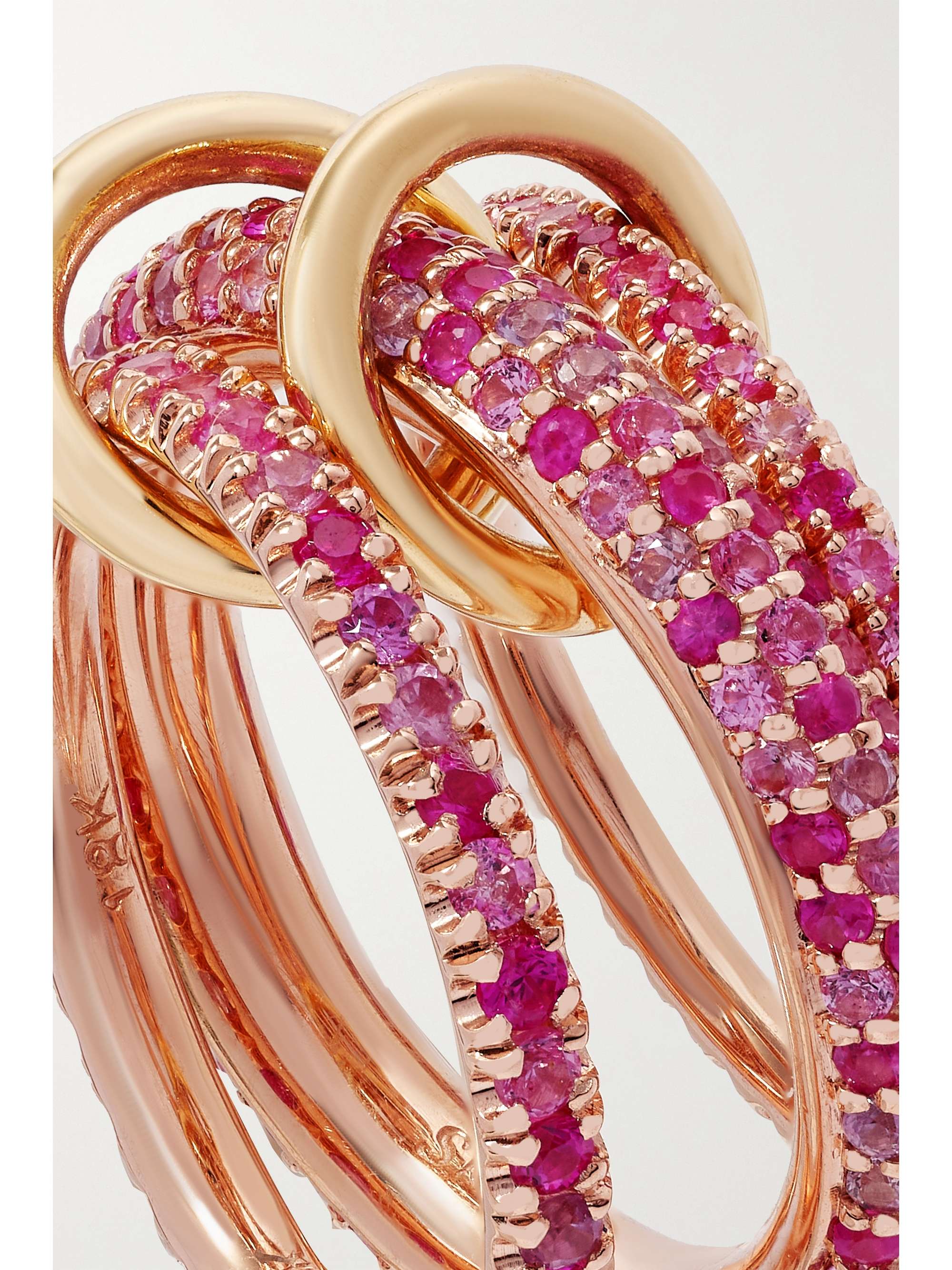 SPINELLI KILCOLLIN Nova Rose set of three 18-karat rose and yellow gold sapphire ring