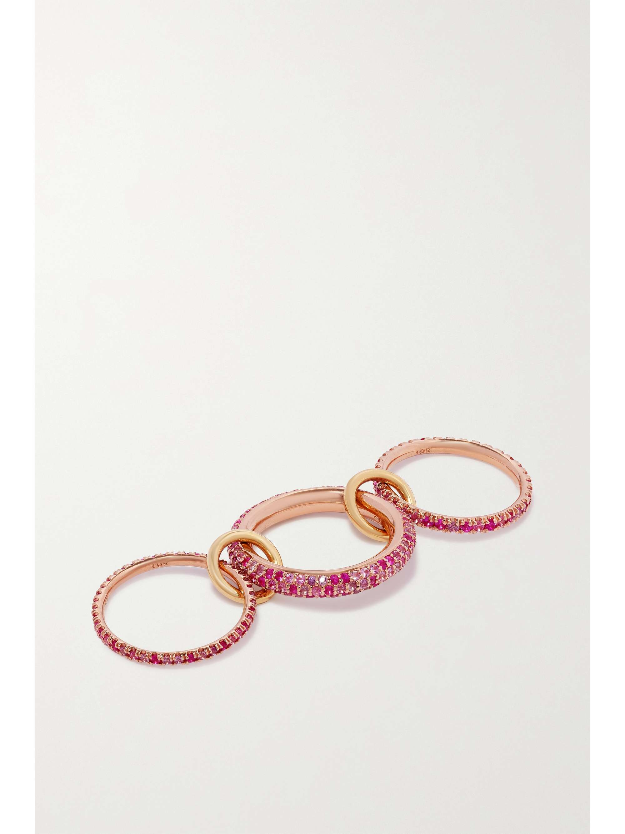 SPINELLI KILCOLLIN Nova Rose set of three 18-karat rose and yellow gold sapphire ring