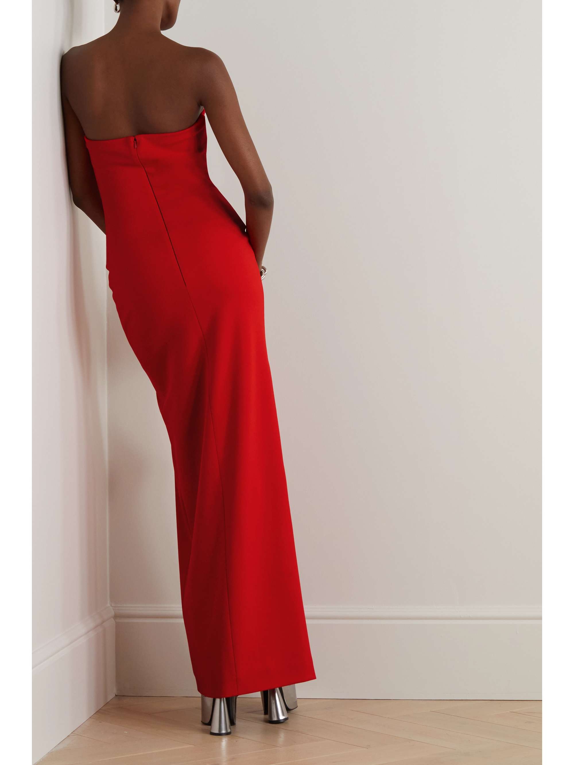 SOLACE LONDON Bysha strapless stretch-crepe maxi dress