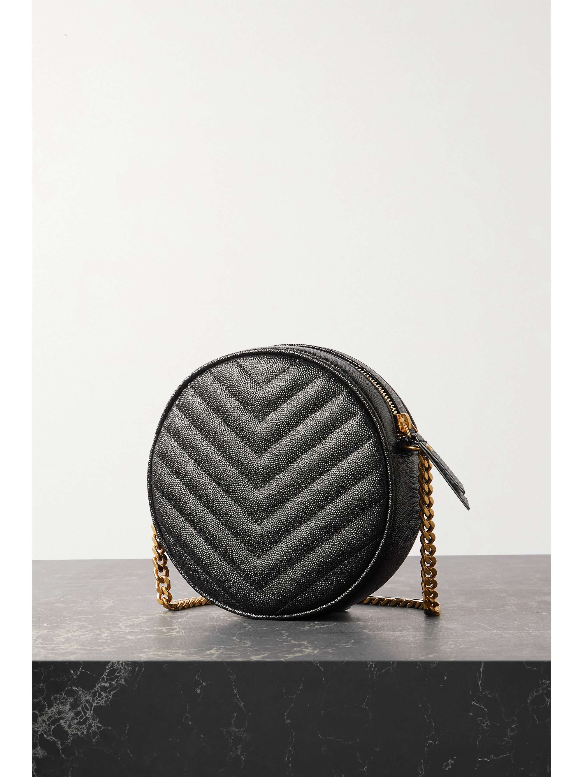 saint laurent black vinyle quilted bolsa