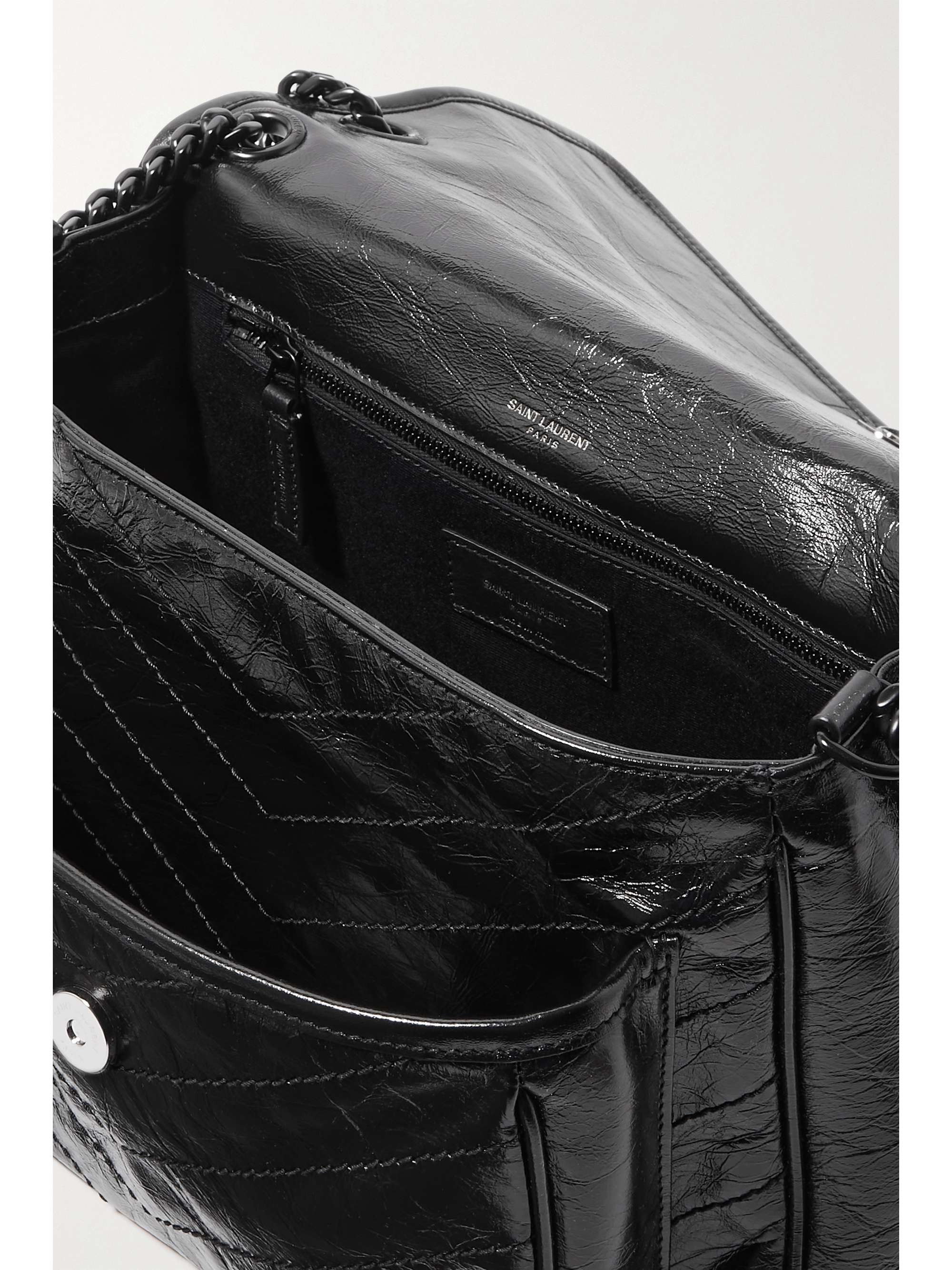 SAINT LAURENT Niki Baby in Crinkled leather in Black