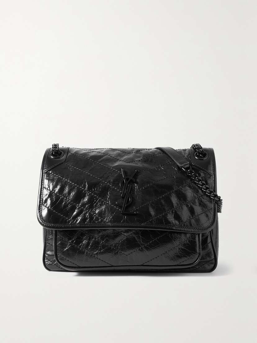 Saint Laurent Niki Medium Quilted Crinkled-leather Shoulder Bag
