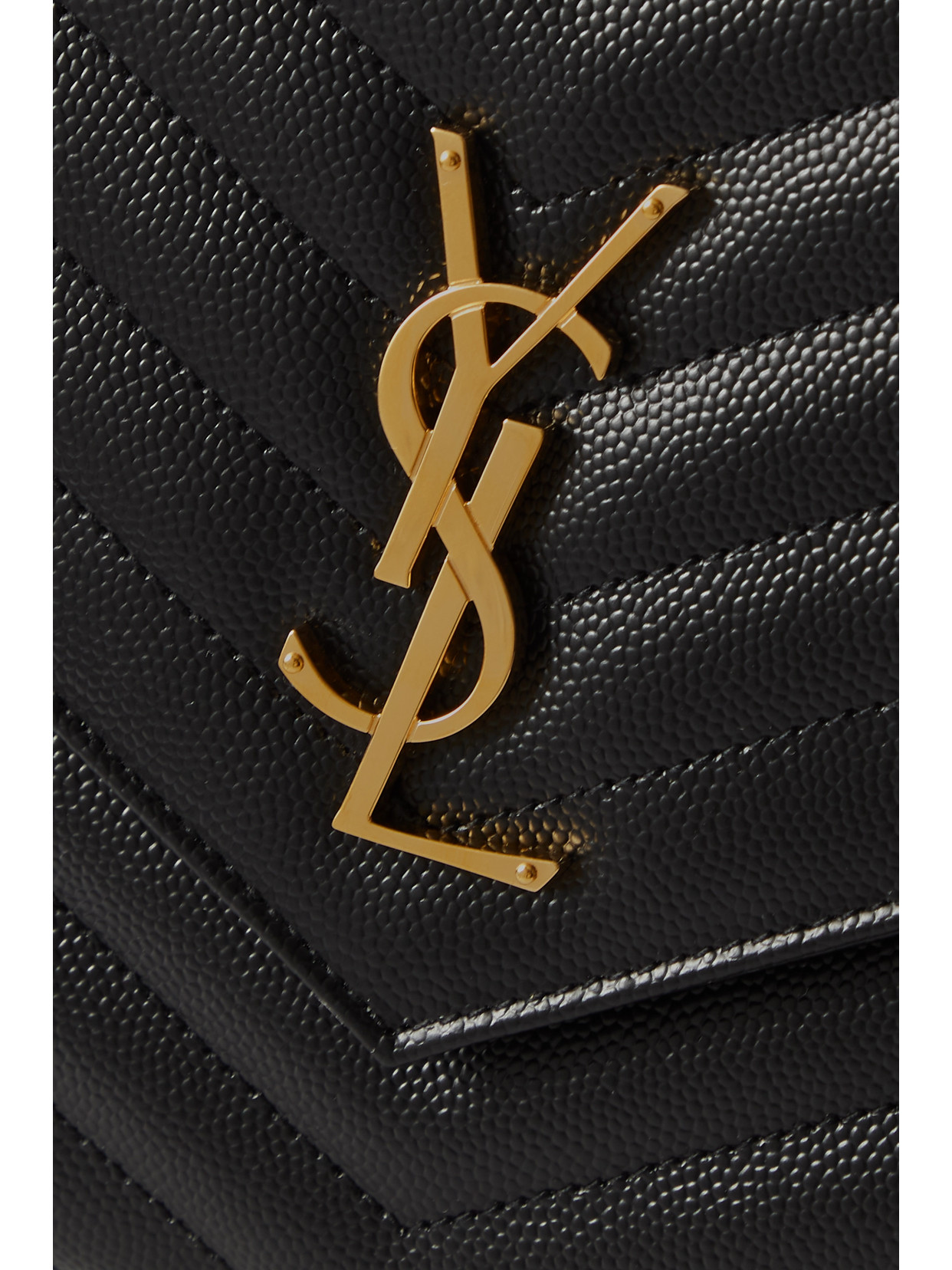 Saint Laurent Monogramme Quilted Textured-leather Pouch In Black