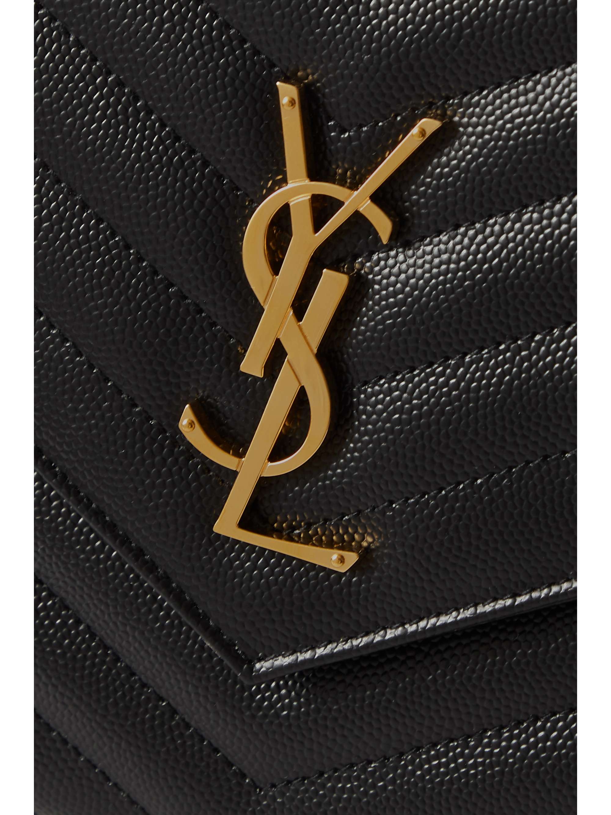 SAINT LAURENT Monogramme quilted textured-leather pouch