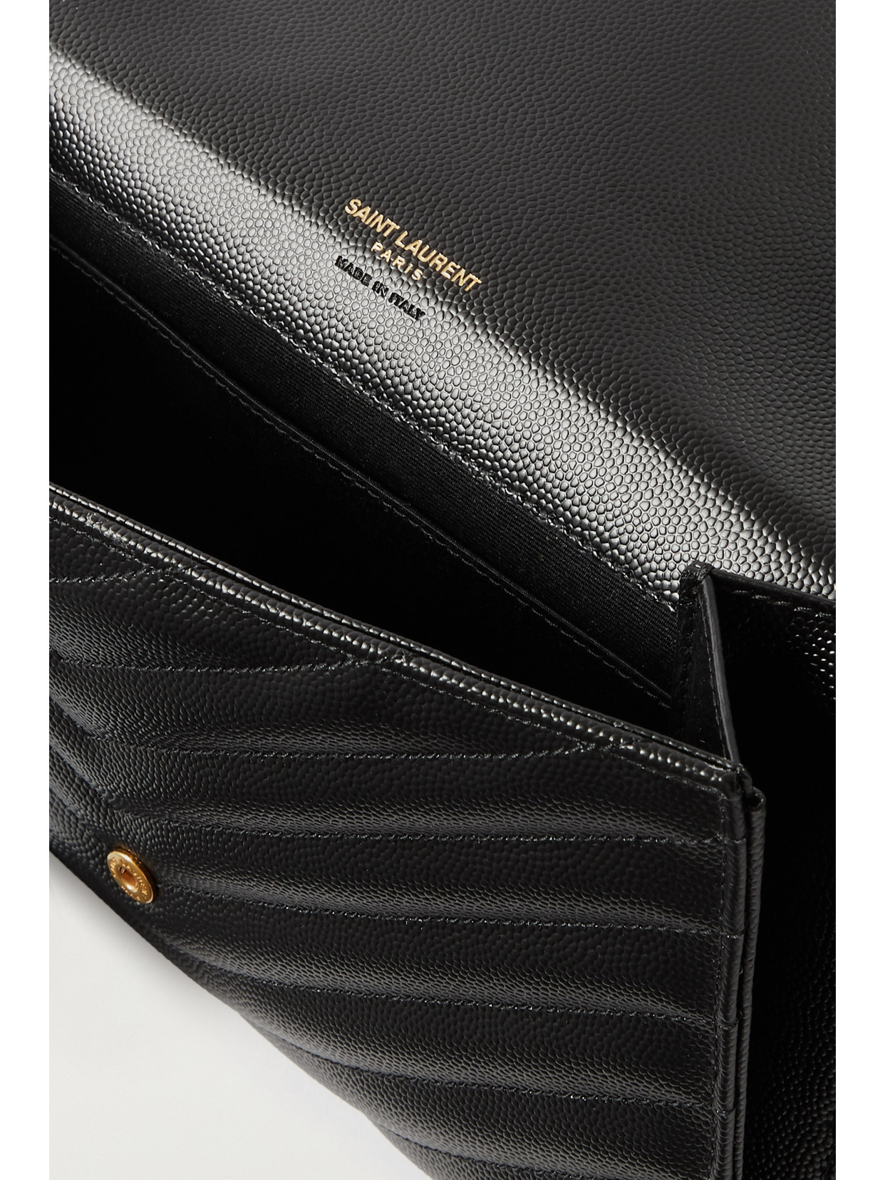 Saint Laurent Monogramme Quilted Textured-leather Pouch In Black