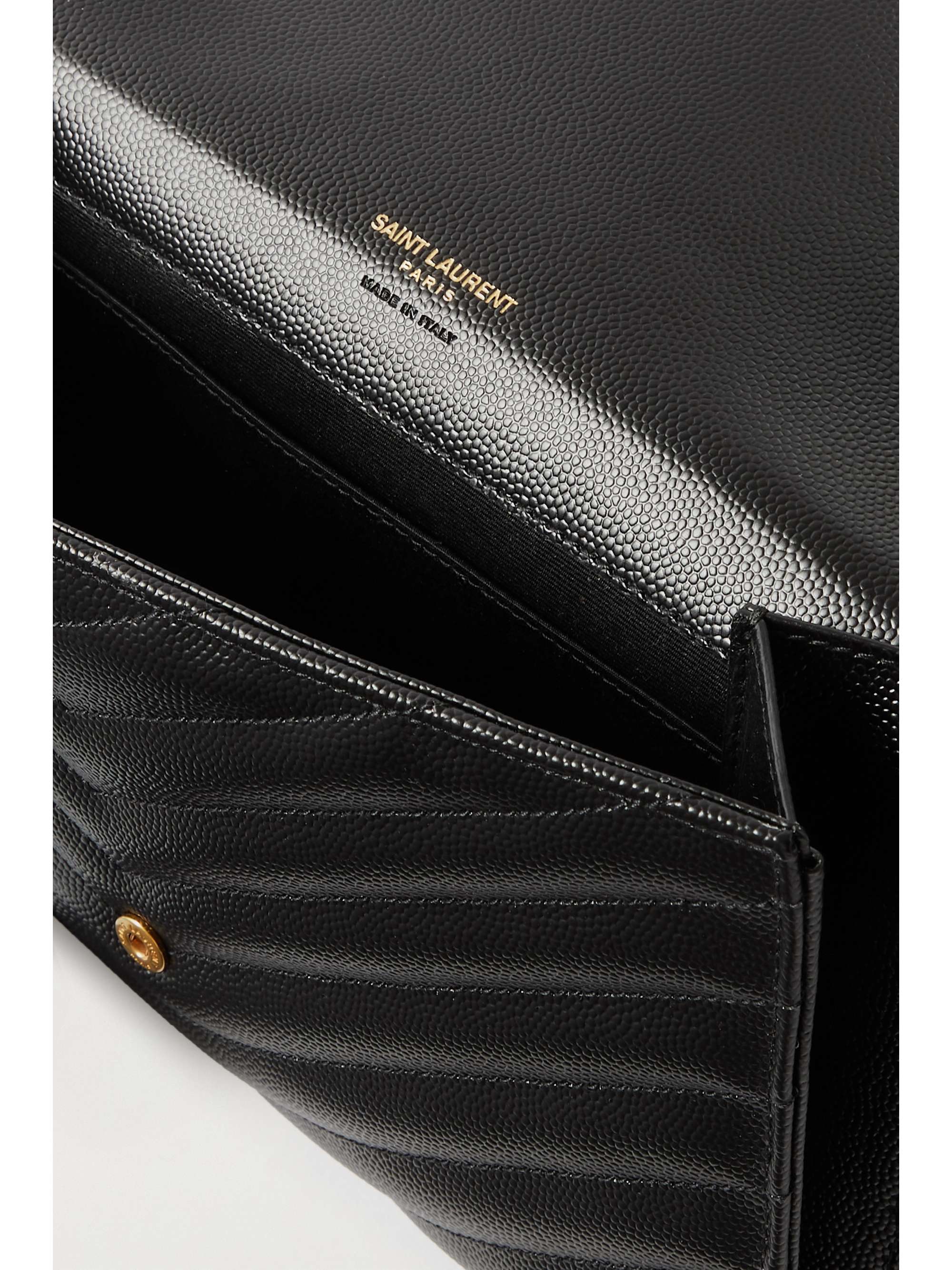 SAINT LAURENT Monogramme quilted textured-leather pouch