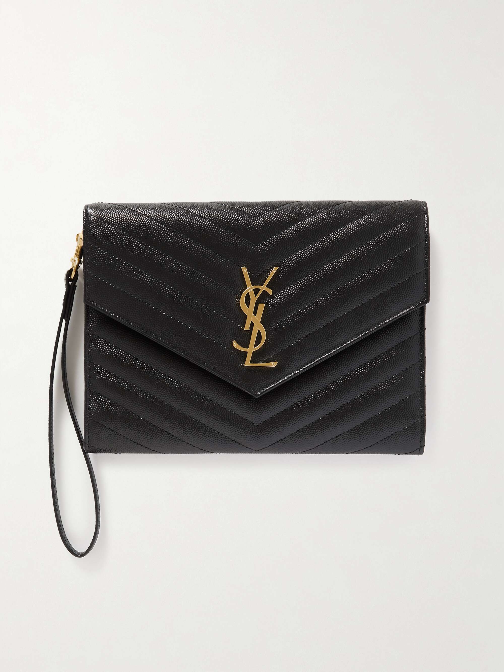 Saint Laurent Women's Envelope Quilted Pebbled Leather Wallet on