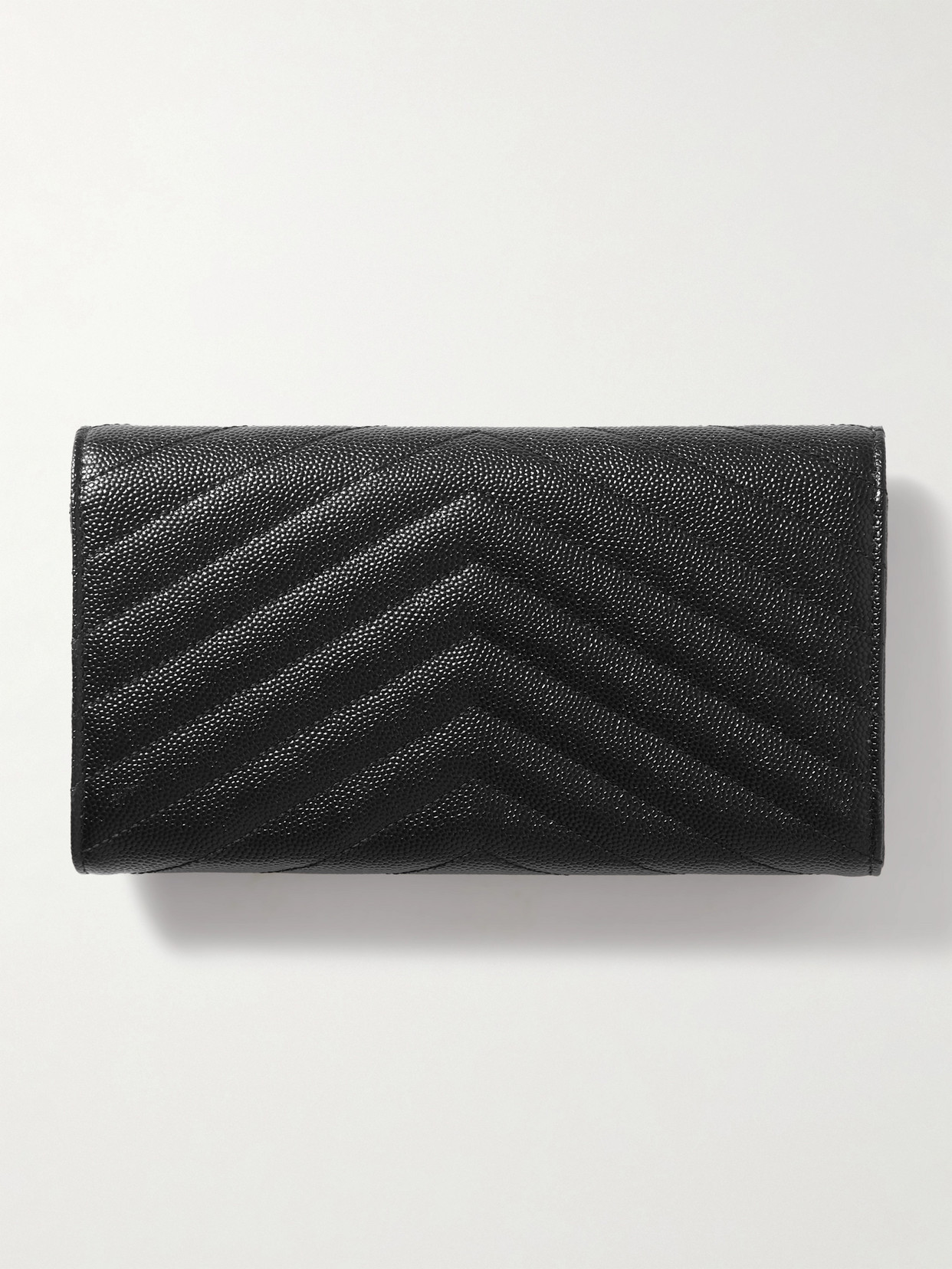 Shop Saint Laurent Monogramme Quilted Textured-leather Wallet In Black