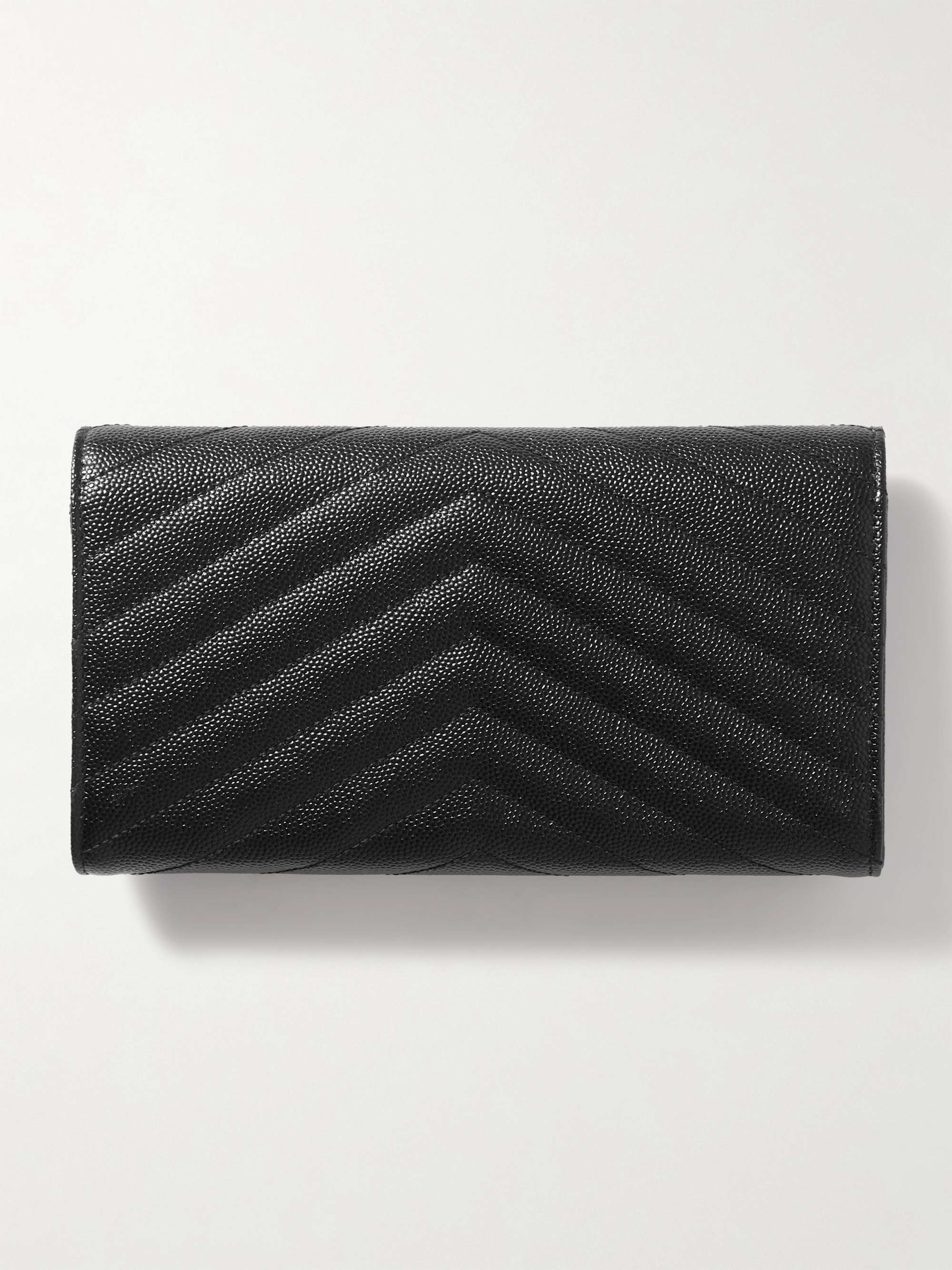 SAINT LAURENT Monogramme quilted textured-leather wallet