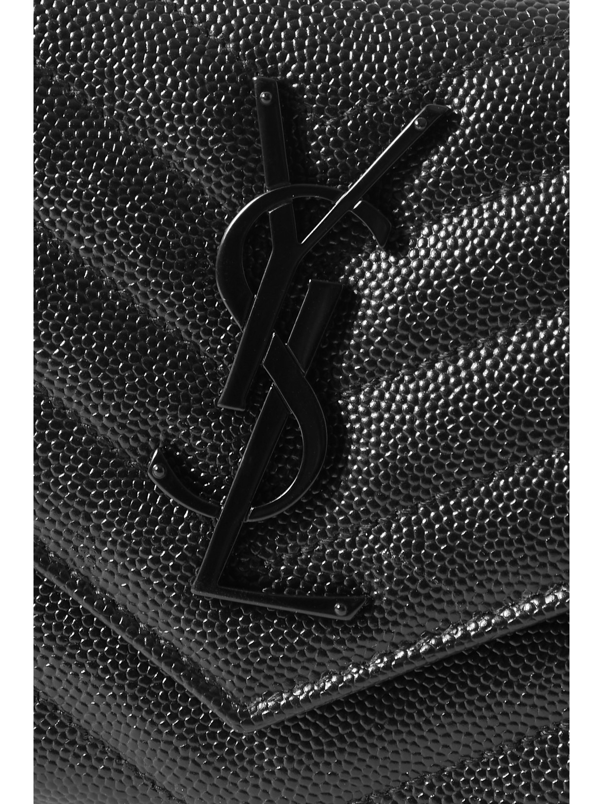 Shop Saint Laurent Monogramme Quilted Textured-leather Wallet In Black