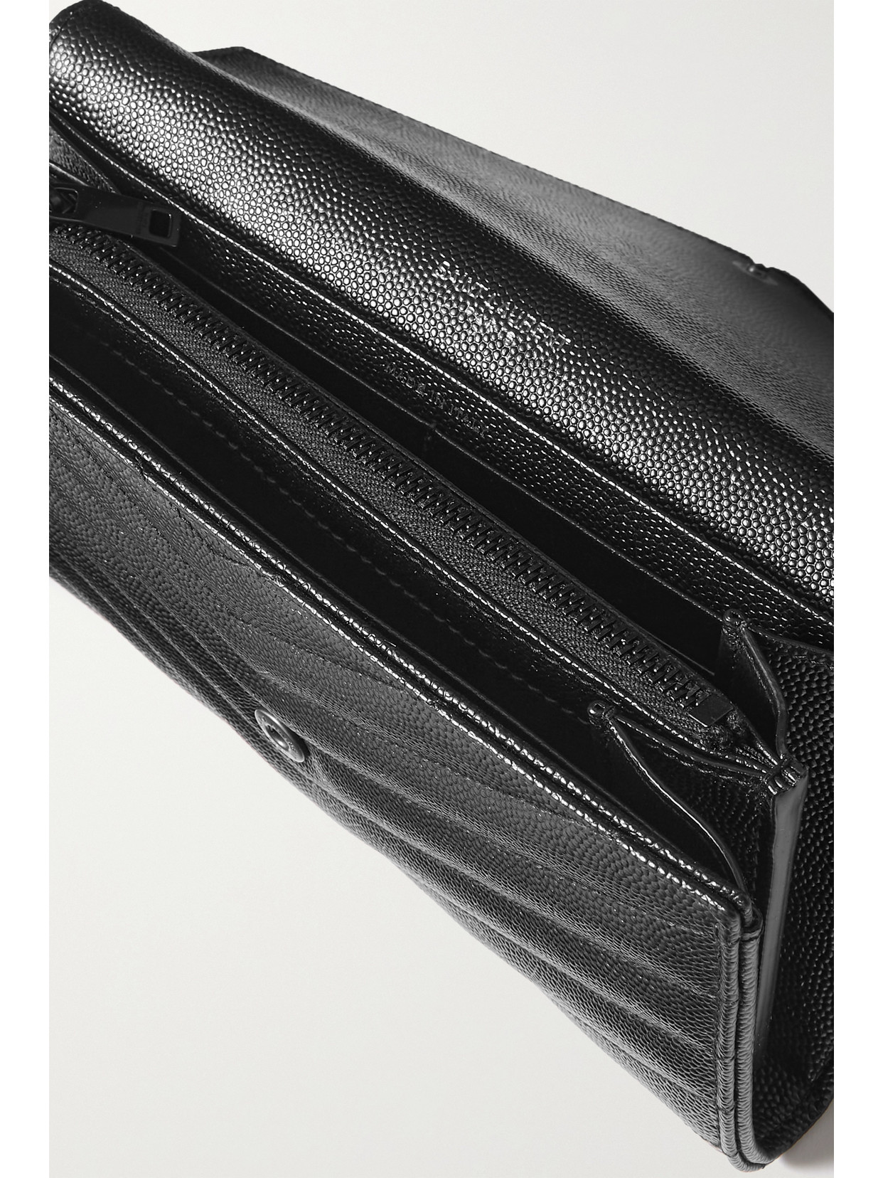 Shop Saint Laurent Monogramme Quilted Textured-leather Wallet In Black