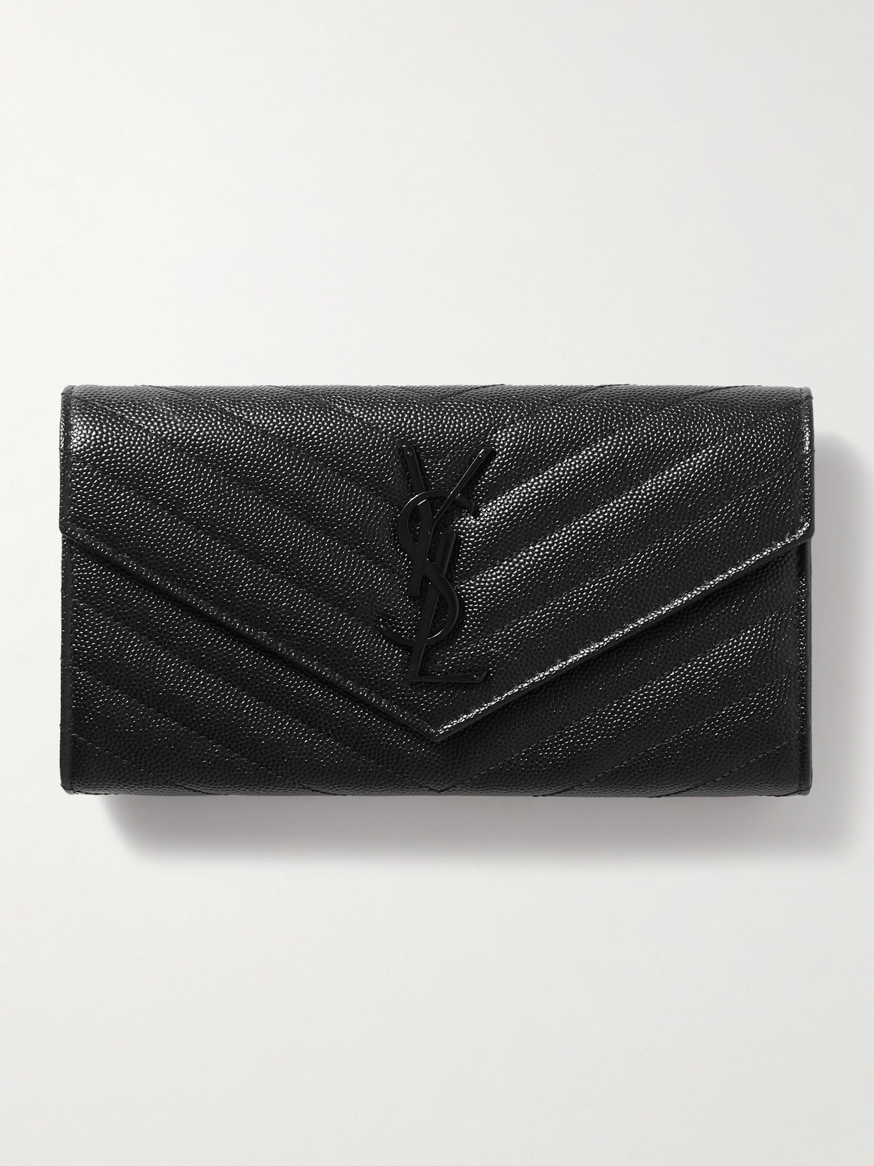SAINT LAURENT - Monogramme Quilted Textured-leather Wallet - Black