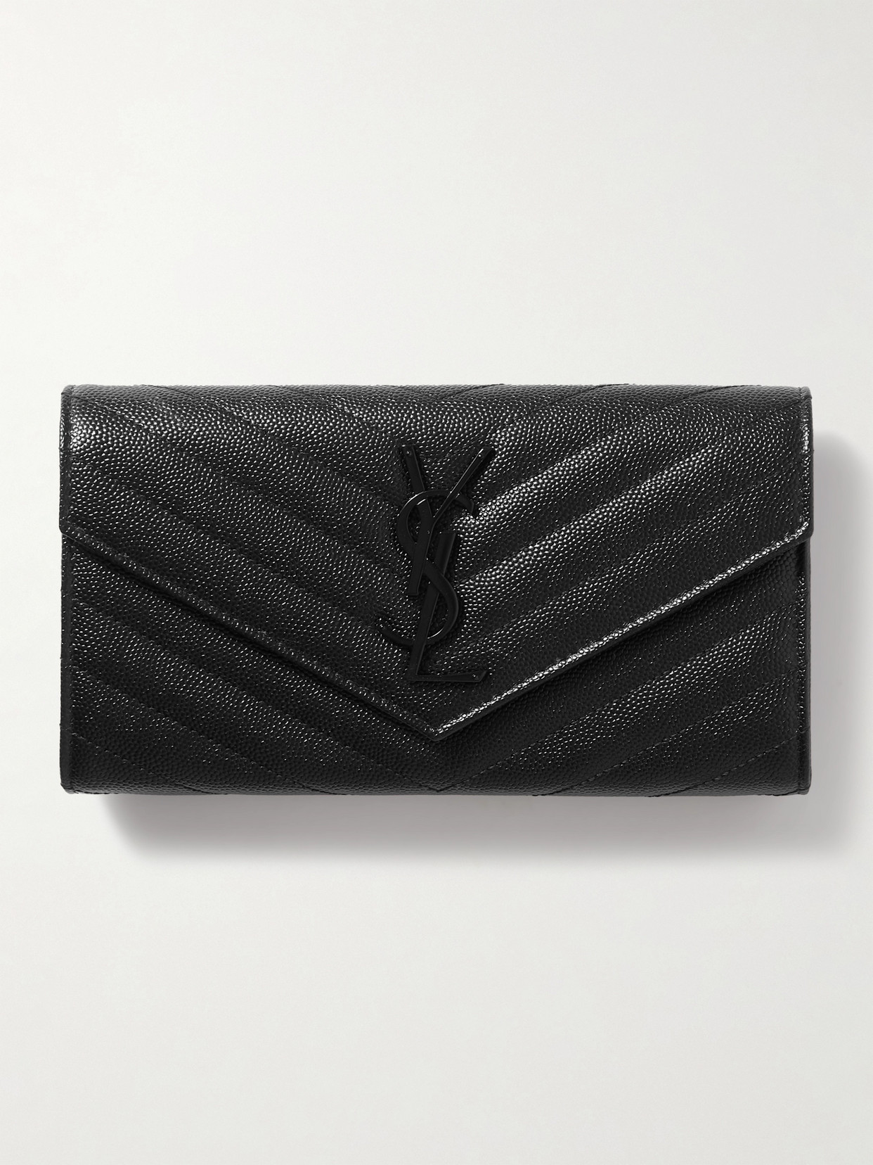 Saint Laurent Monogramme Quilted Textured-leather Wallet In Black