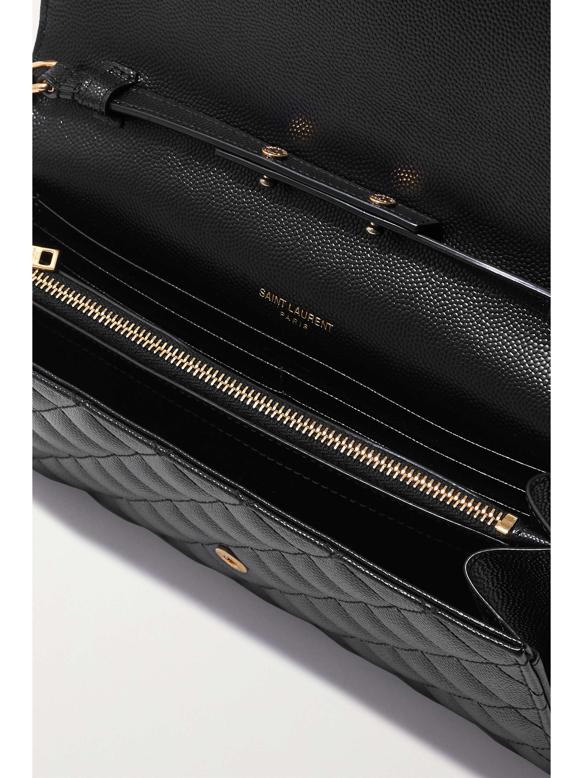 SAINT LAURENT Monogramme quilted textured-leather shoulder bag