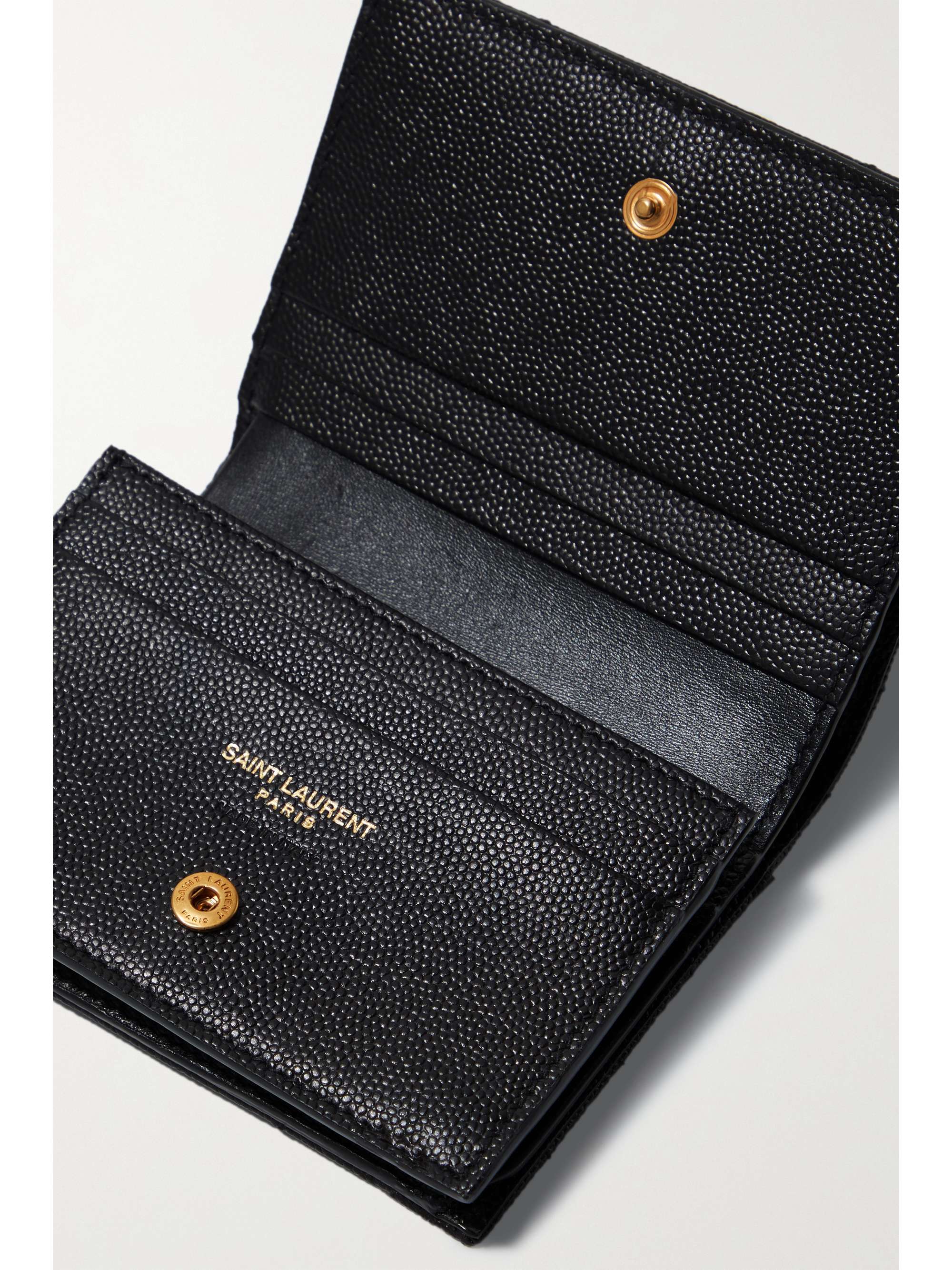 Black Monogramme quilted texturedleather wallet SAINT LAURENT NET