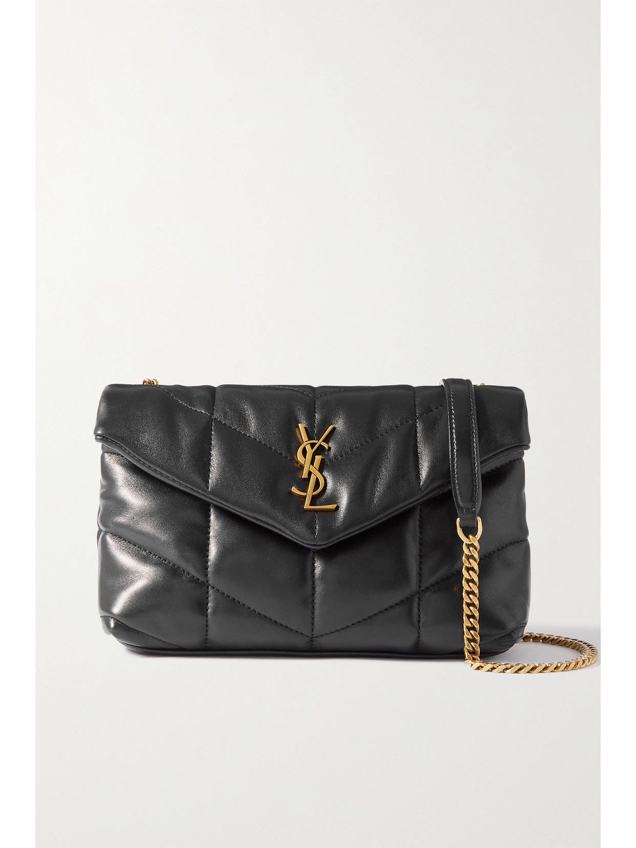 Saint Laurent Toy Loulou Puffer Quilted Leather Crossbody Bag In Black