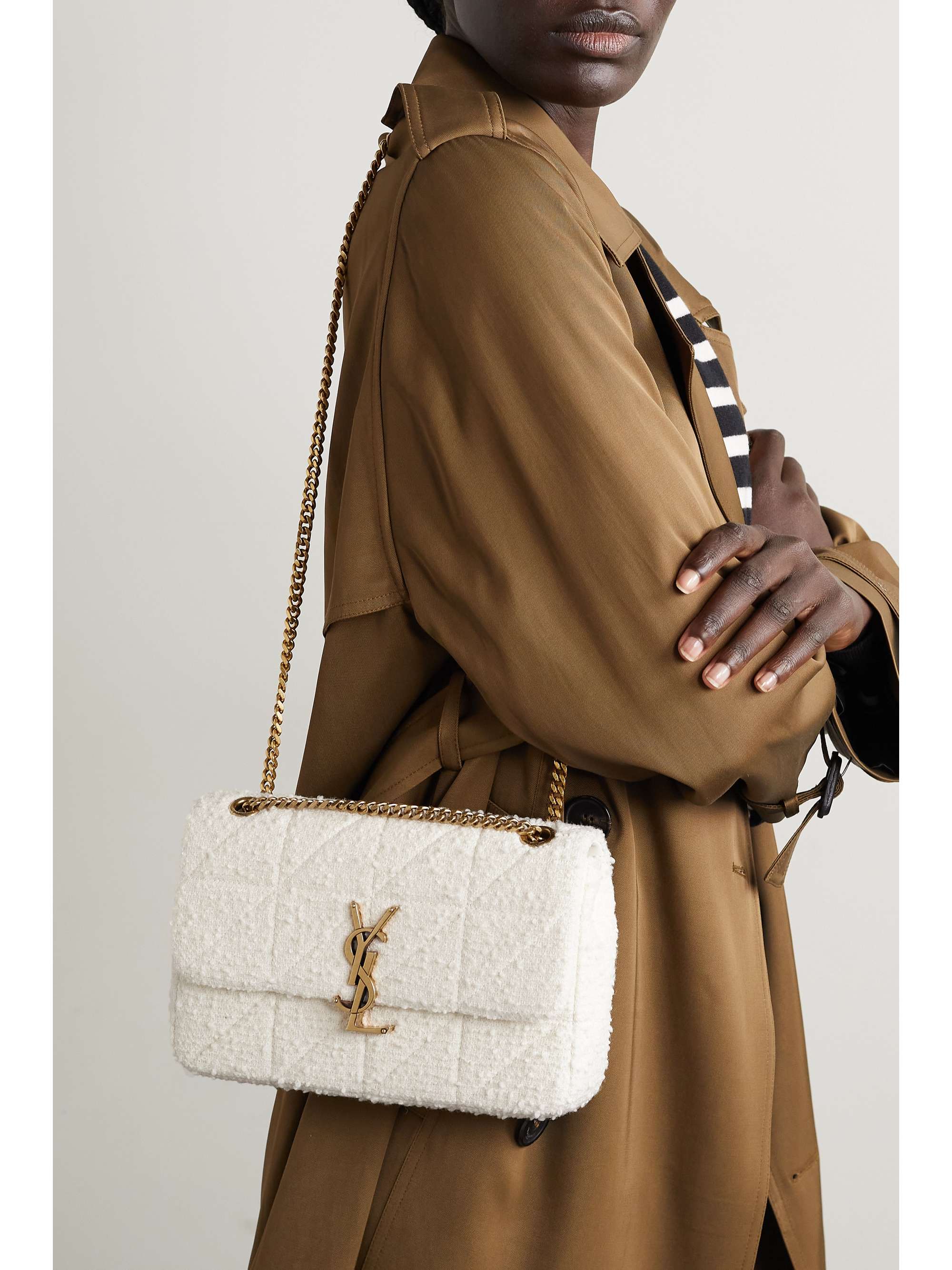 SAINT LAURENT Jamie quilted bouclétweed shoulder bag NETAPORTER