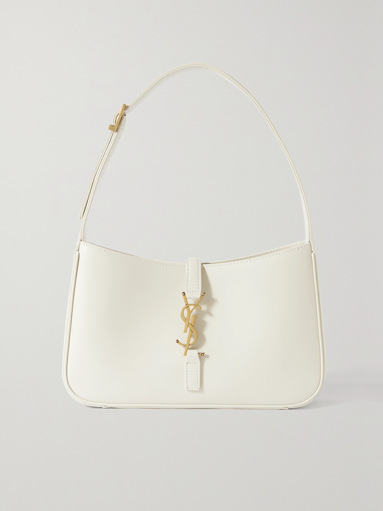 Shop Saint Laurent Le 5 À 7 Leather Shoulder Bag In Cream