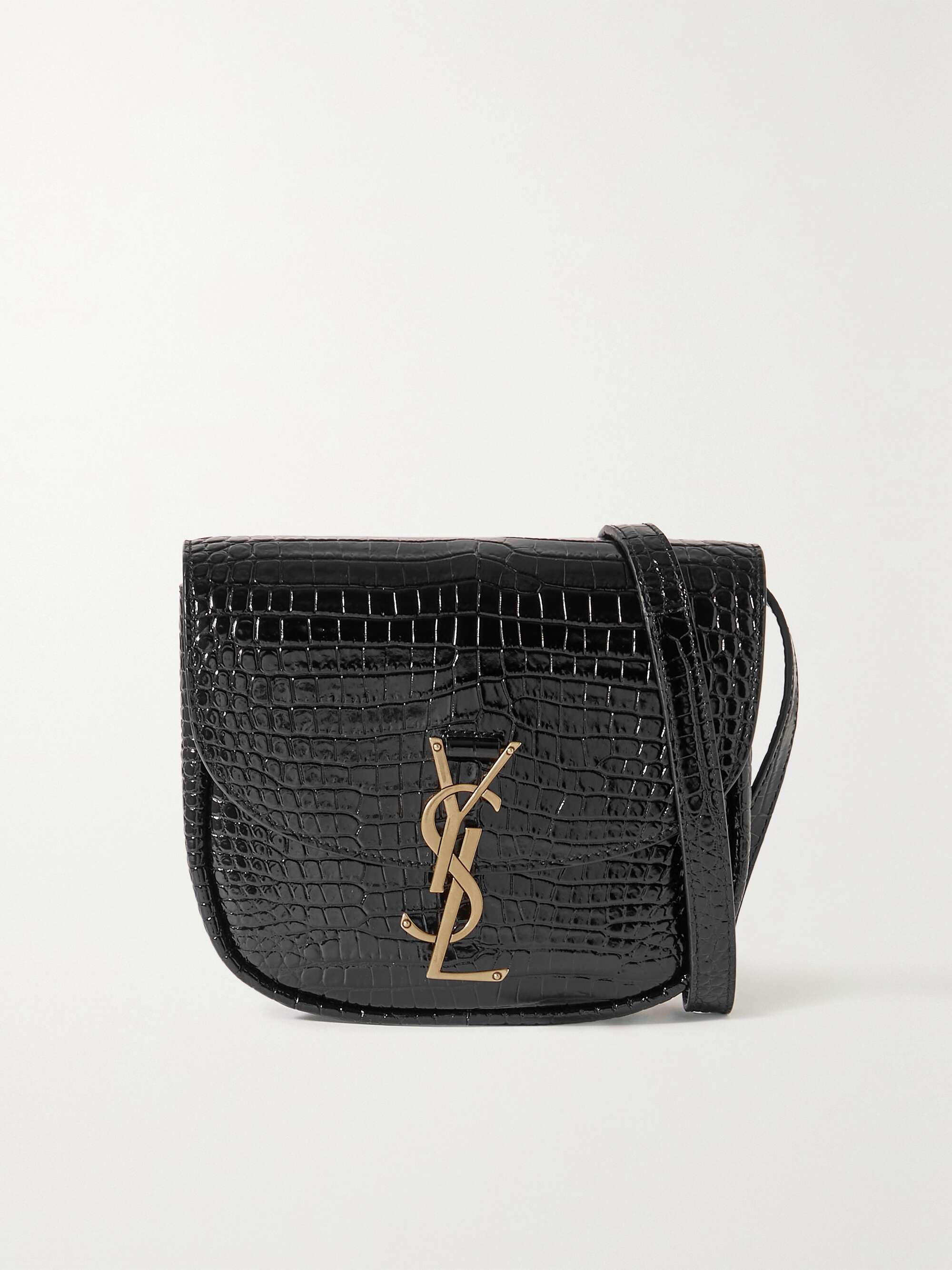 SAINT LAURENT Kaia Small Satchel En Cuir Brillant Embossé Crocodile